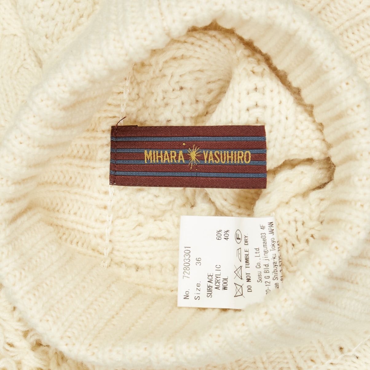 Maison MIHARA YASUHIRO MIHARA YASUHIRO cream acrylic wool distressed cable knit pullover sweater FR36 Size S / US 4 / IT 40 - 8 Thumbnail