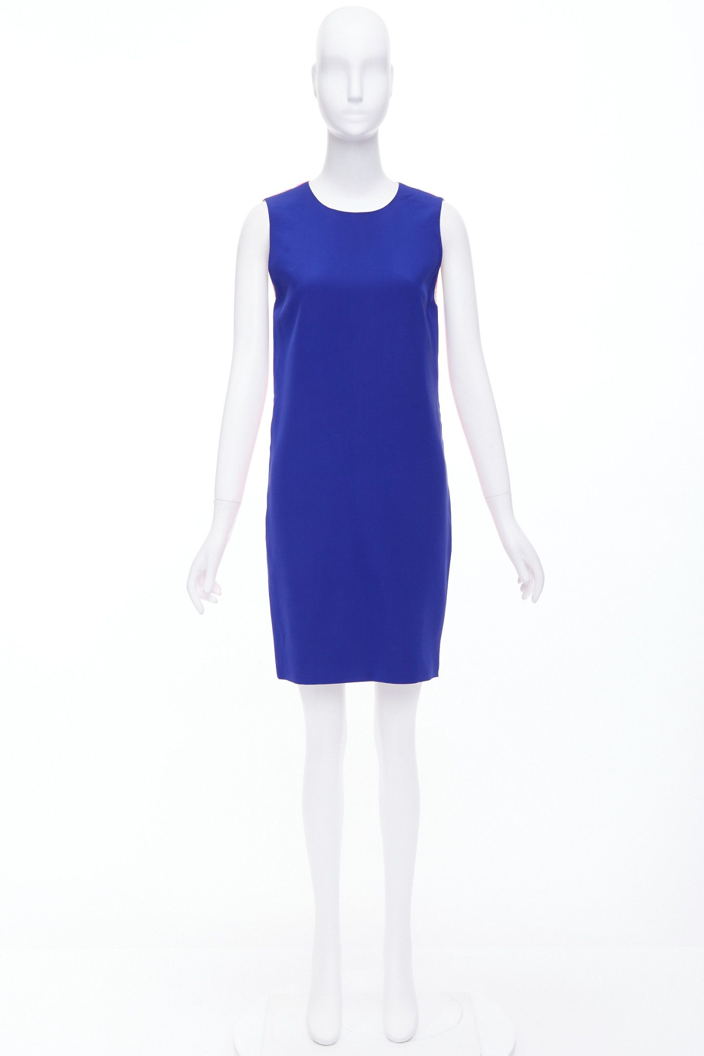 Other FAUSTO PUGLISI 100% silk cobalt blue pink geometric print dress FR34 XS Size XS / US 0-2 / IT 36-38 - 9 Thumbnail