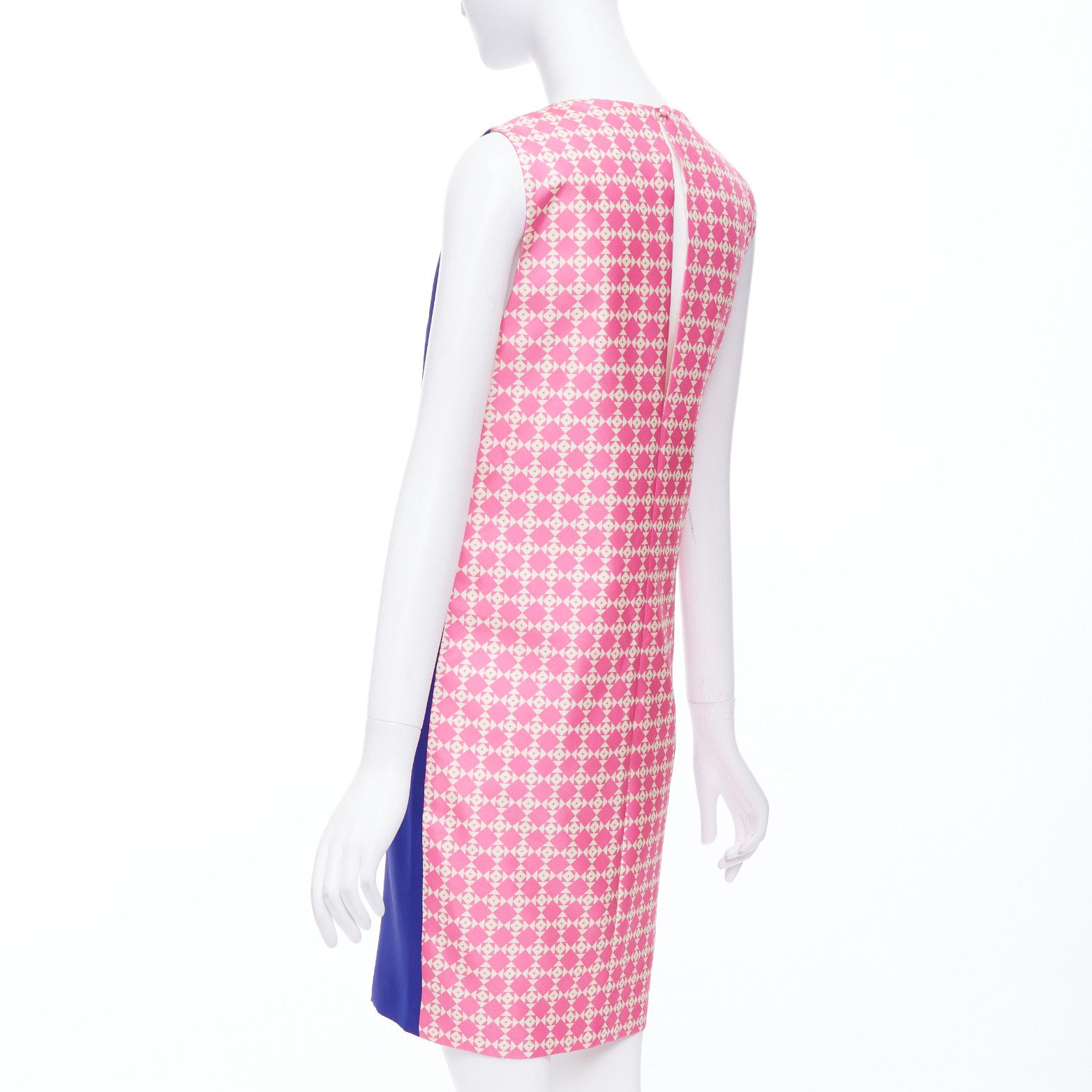 Other FAUSTO PUGLISI 100% silk cobalt blue pink geometric print dress FR34 XS Size XS / US 0-2 / IT 36-38 - 5 Thumbnail