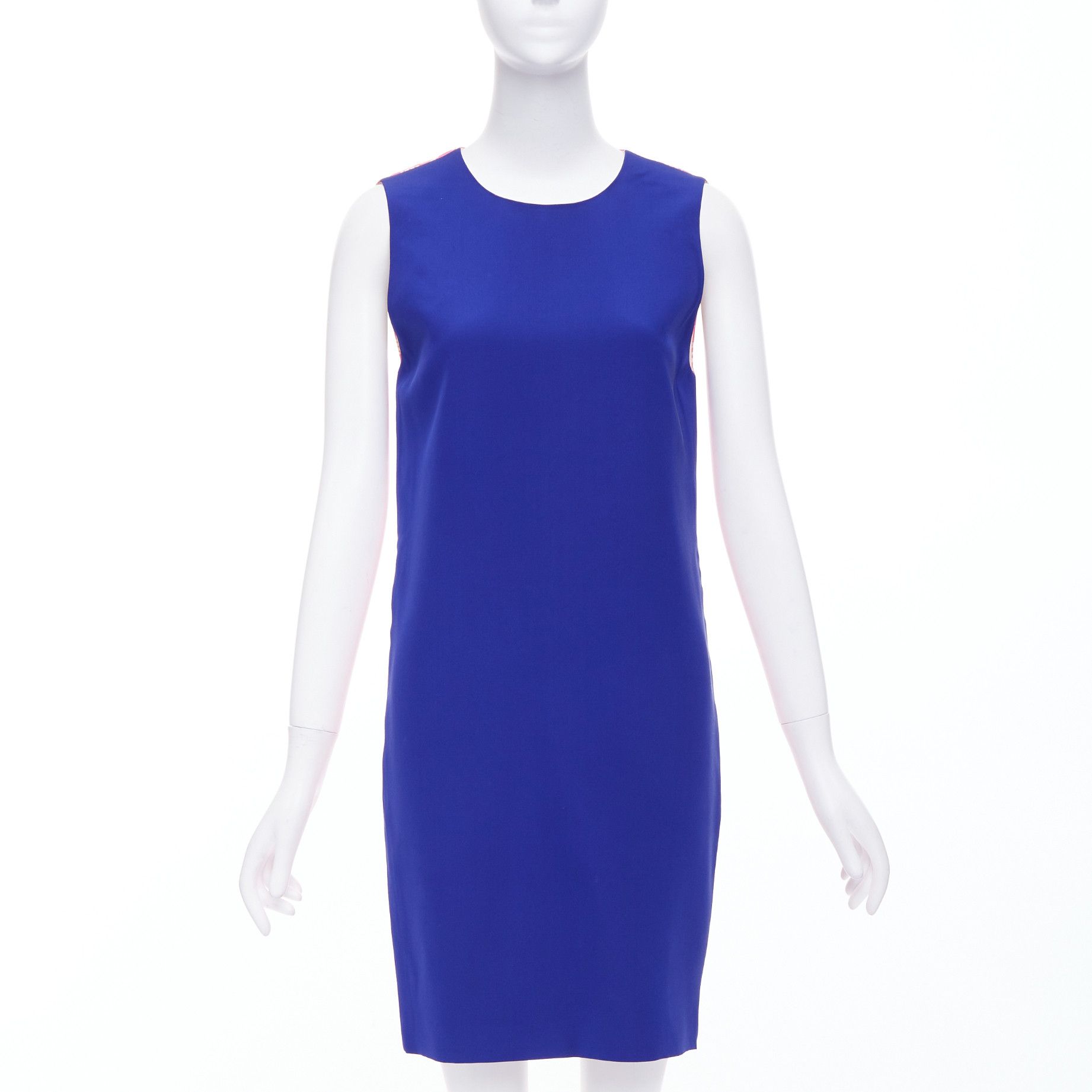 Other FAUSTO PUGLISI 100% silk cobalt blue pink geometric print dress FR34 XS Size XS / US 0-2 / IT 36-38 - 2 Thumbnail