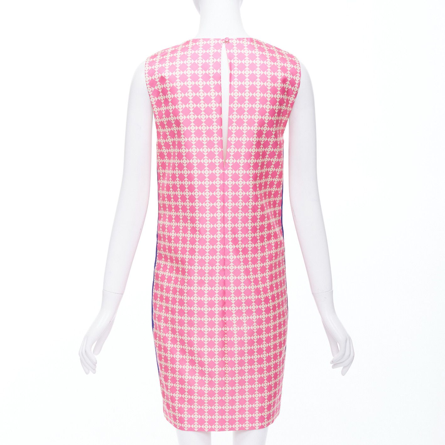 Other FAUSTO PUGLISI 100% silk cobalt blue pink geometric print dress FR34 XS Size XS / US 0-2 / IT 36-38 - 4 Thumbnail