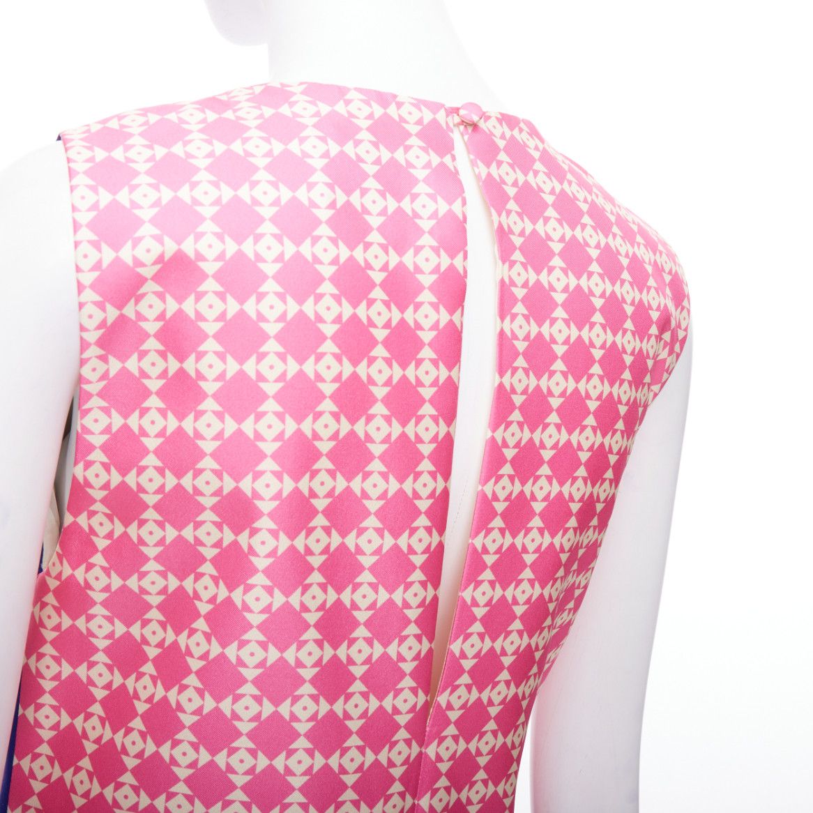 Other FAUSTO PUGLISI 100% silk cobalt blue pink geometric print dress FR34 XS Size XS / US 0-2 / IT 36-38 - 6 Thumbnail
