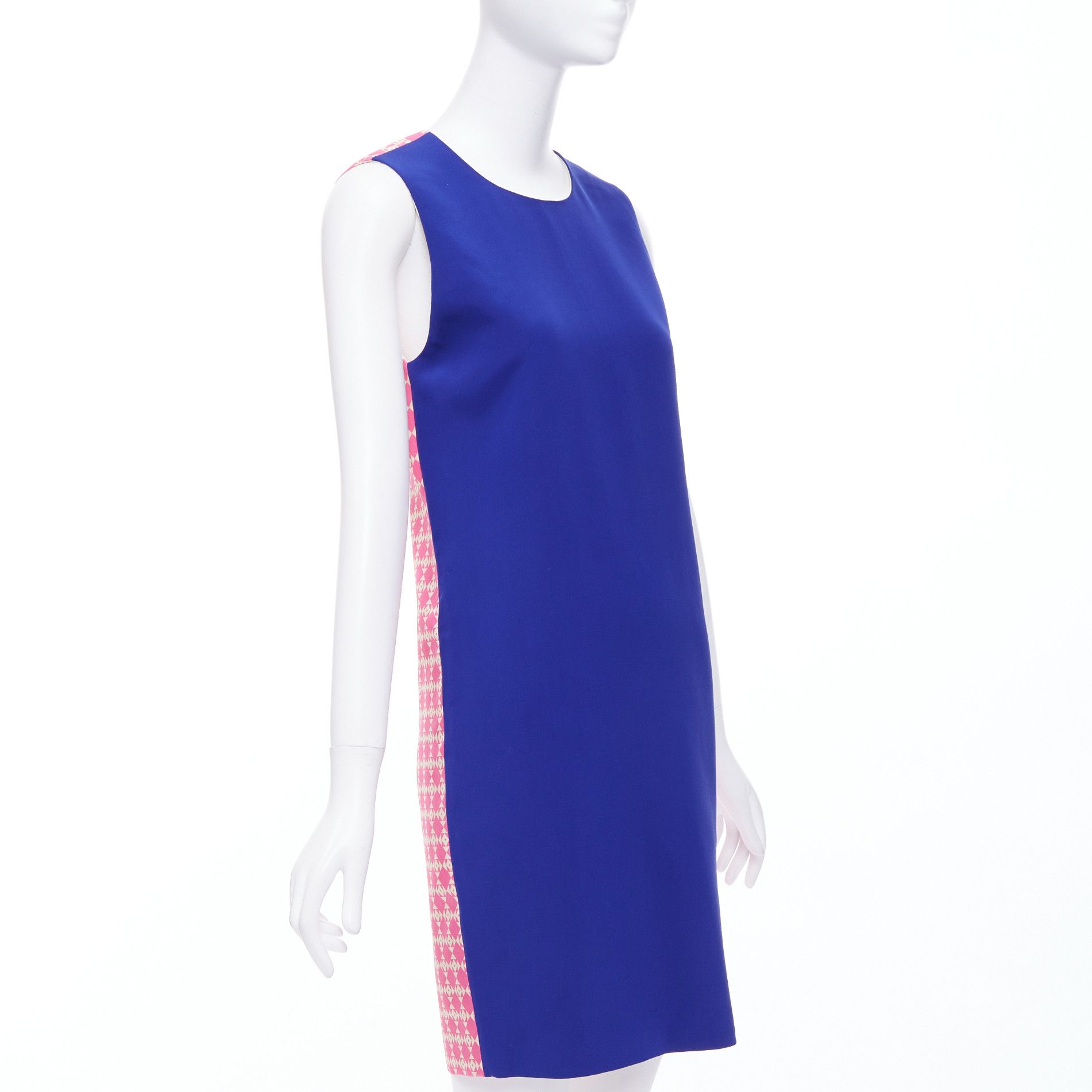 Other FAUSTO PUGLISI 100% silk cobalt blue pink geometric print dress FR34 XS Size XS / US 0-2 / IT 36-38 - 3 Thumbnail