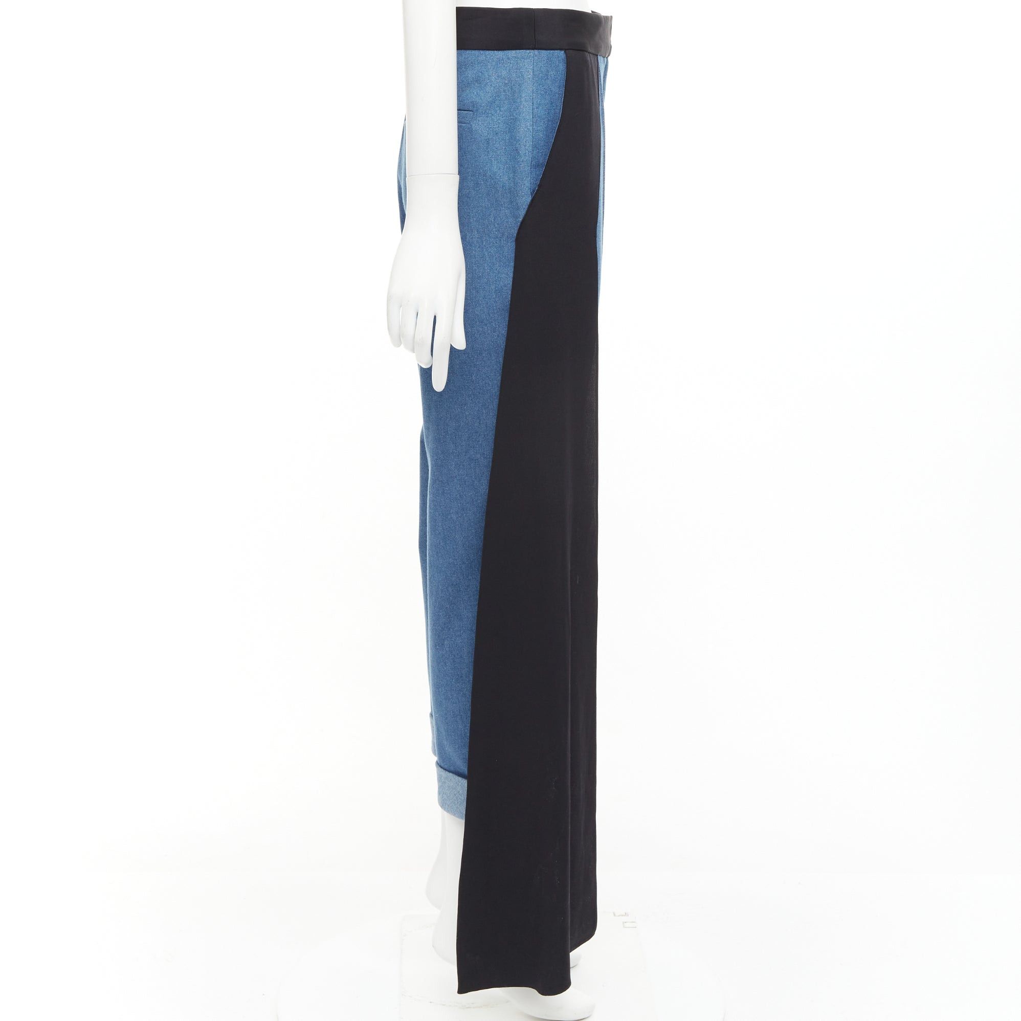 Other HELLESSY Jagger blue denim black silk panels deconstructed cropped pants US2 S Size 27" / US 4 / IT 40 - 4 Thumbnail