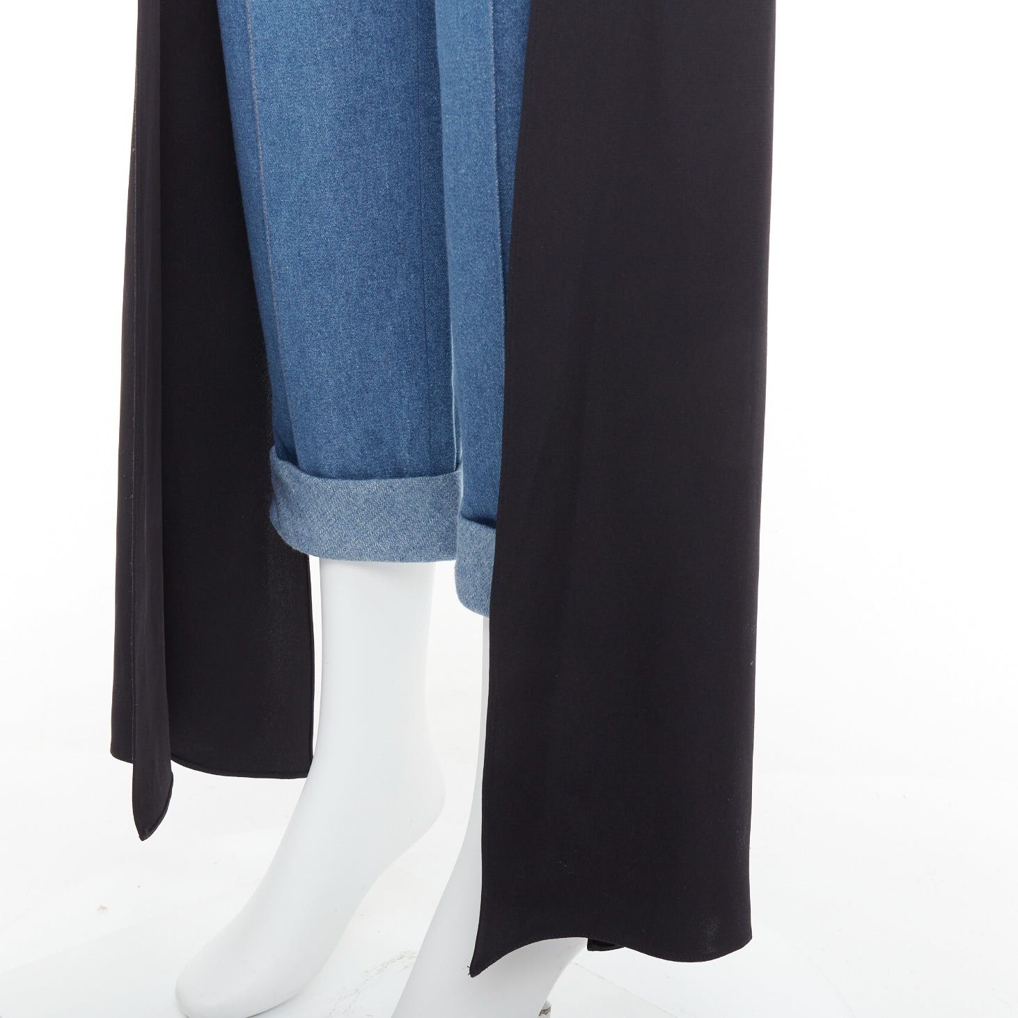 Other HELLESSY Jagger blue denim black silk panels deconstructed cropped pants US2 S Size 27" / US 4 / IT 40 - 7 Thumbnail