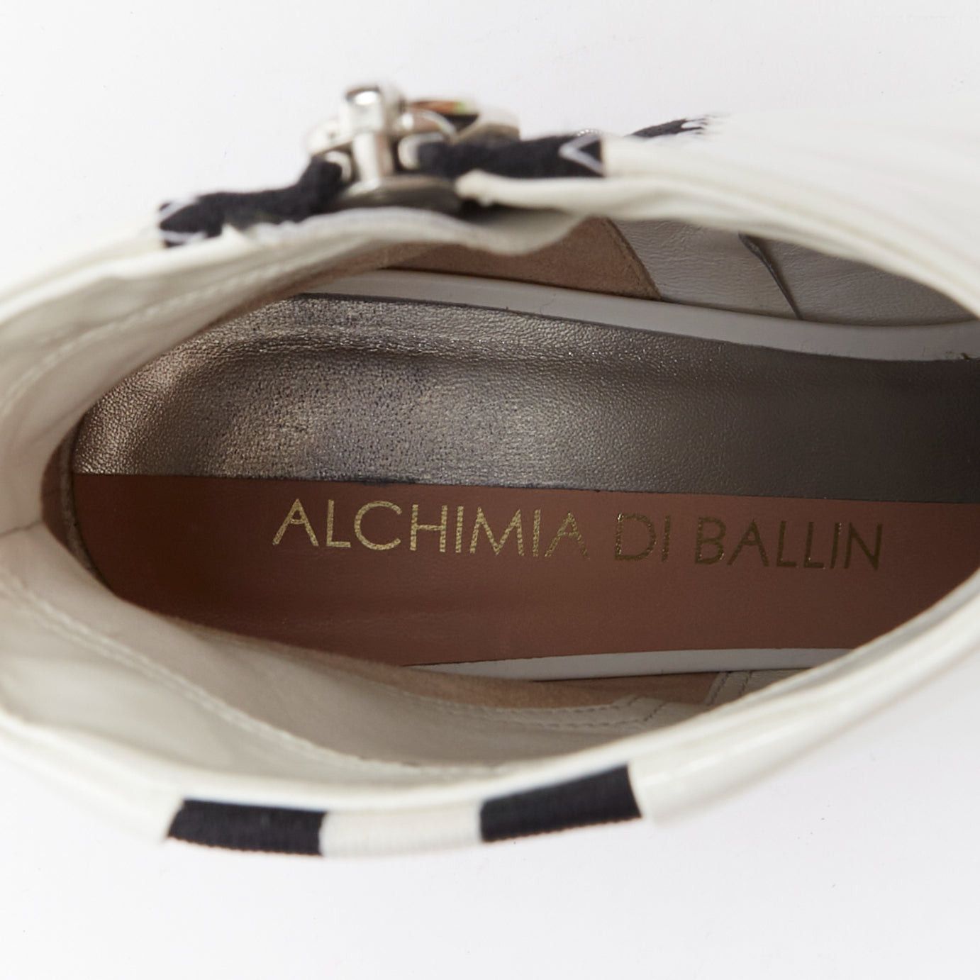 Other ALCHIMIA DI BALLIN side striped white patent leather silver kitten booties EU38.5 Size US 8.5 / IT 38.5 - 10 Thumbnail