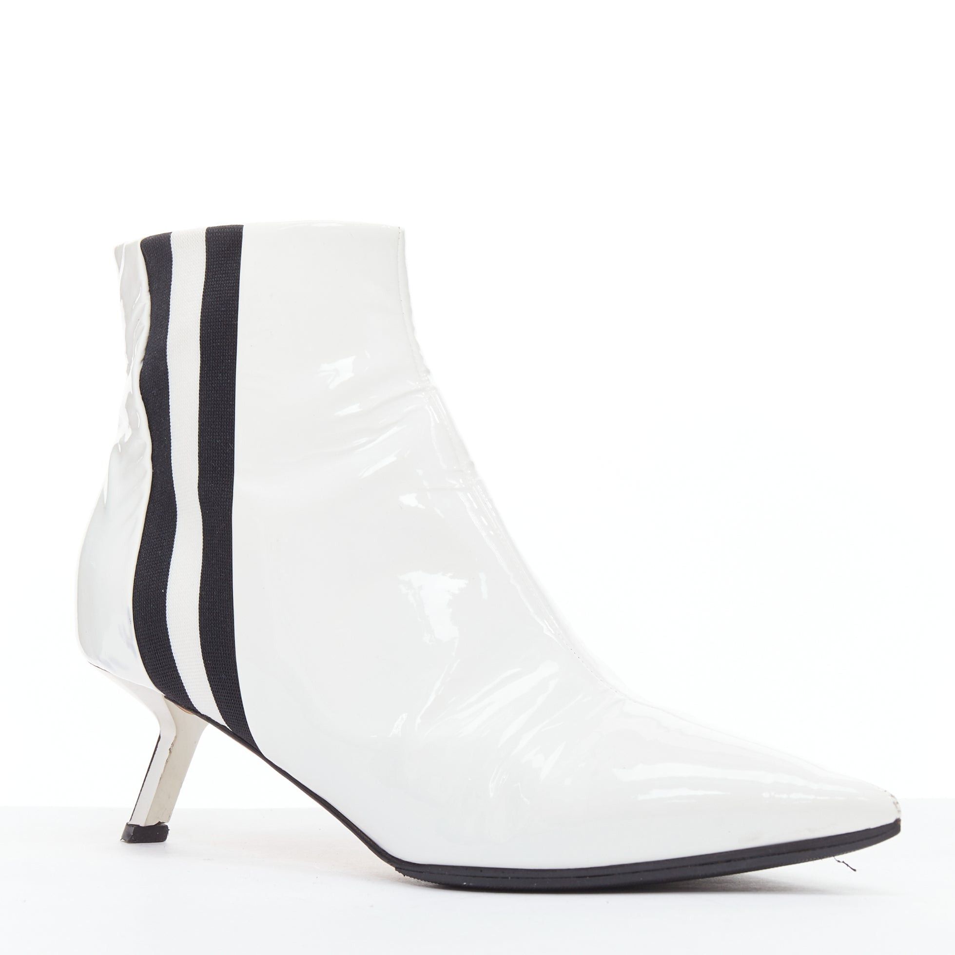 Other ALCHIMIA DI BALLIN side striped white patent leather silver kitten booties EU38.5 Size US 8.5 / IT 38.5 - 2 Thumbnail