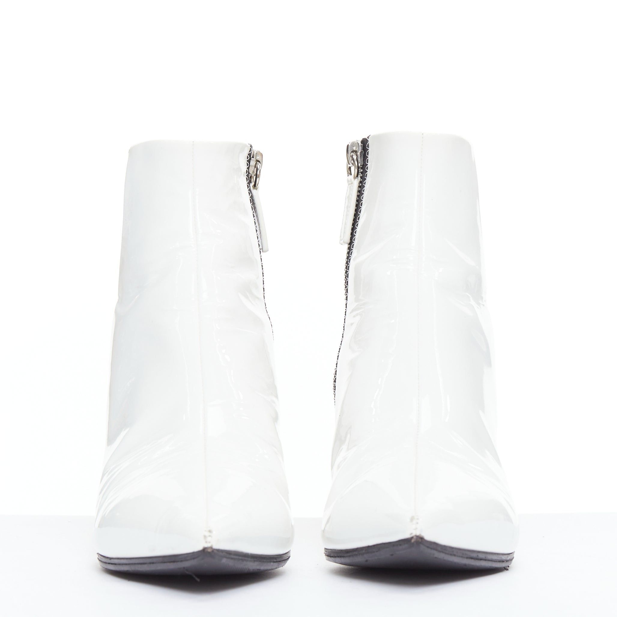 Other ALCHIMIA DI BALLIN side striped white patent leather silver kitten booties EU38.5 Size US 8.5 / IT 38.5 - 3 Thumbnail