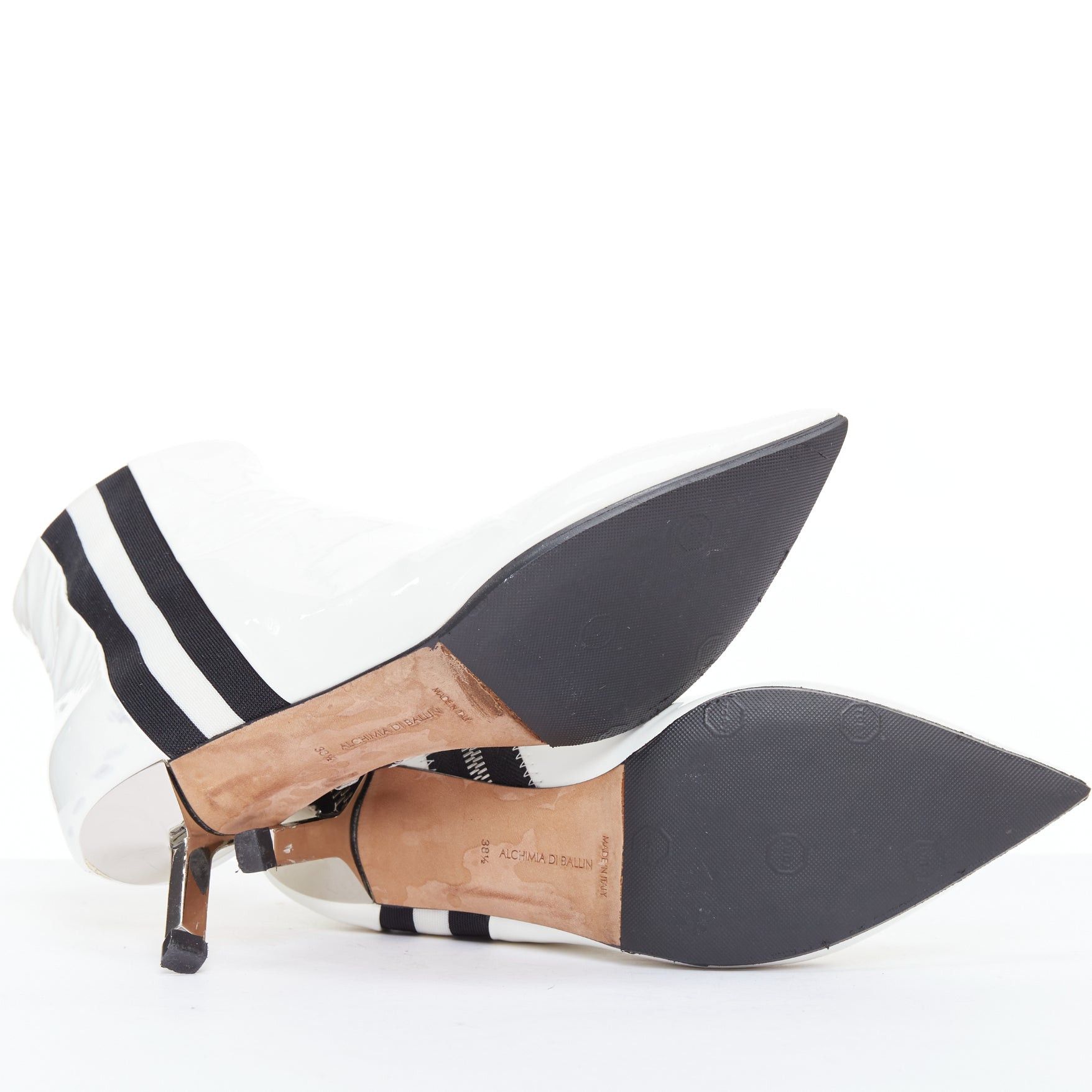 Other ALCHIMIA DI BALLIN side striped white patent leather silver kitten booties EU38.5 Size US 8.5 / IT 38.5 - 11 Thumbnail