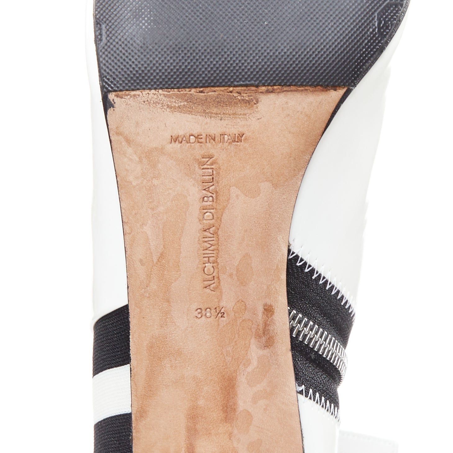 Other ALCHIMIA DI BALLIN side striped white patent leather silver kitten booties EU38.5 Size US 8.5 / IT 38.5 - 9 Thumbnail