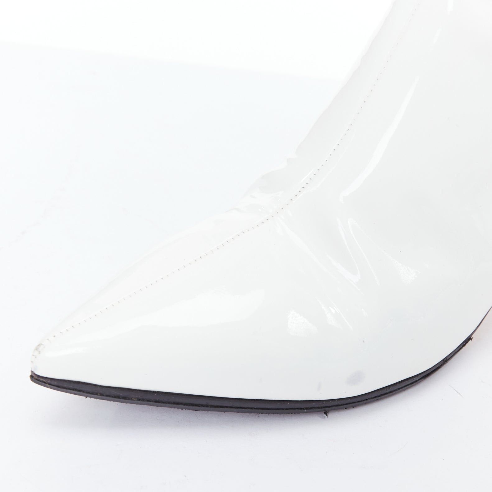 Other ALCHIMIA DI BALLIN side striped white patent leather silver kitten booties EU38.5 Size US 8.5 / IT 38.5 - 7 Thumbnail
