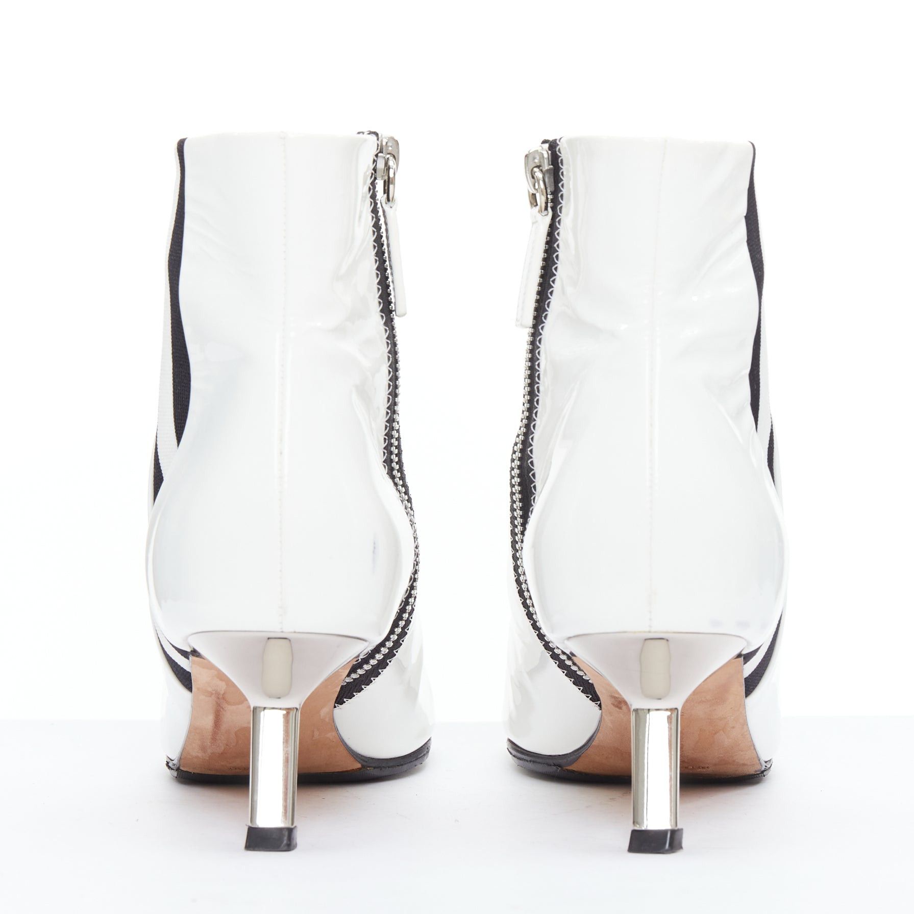 Other ALCHIMIA DI BALLIN side striped white patent leather silver kitten booties EU38.5 Size US 8.5 / IT 38.5 - 5 Thumbnail