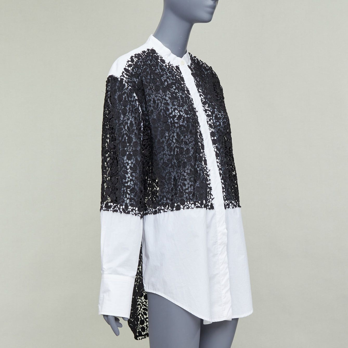 JW Anderson JW ANDERSON black white cotton floral lace insert dress shirt UK8 S Size S / US 4 / IT 40 - 3 Thumbnail