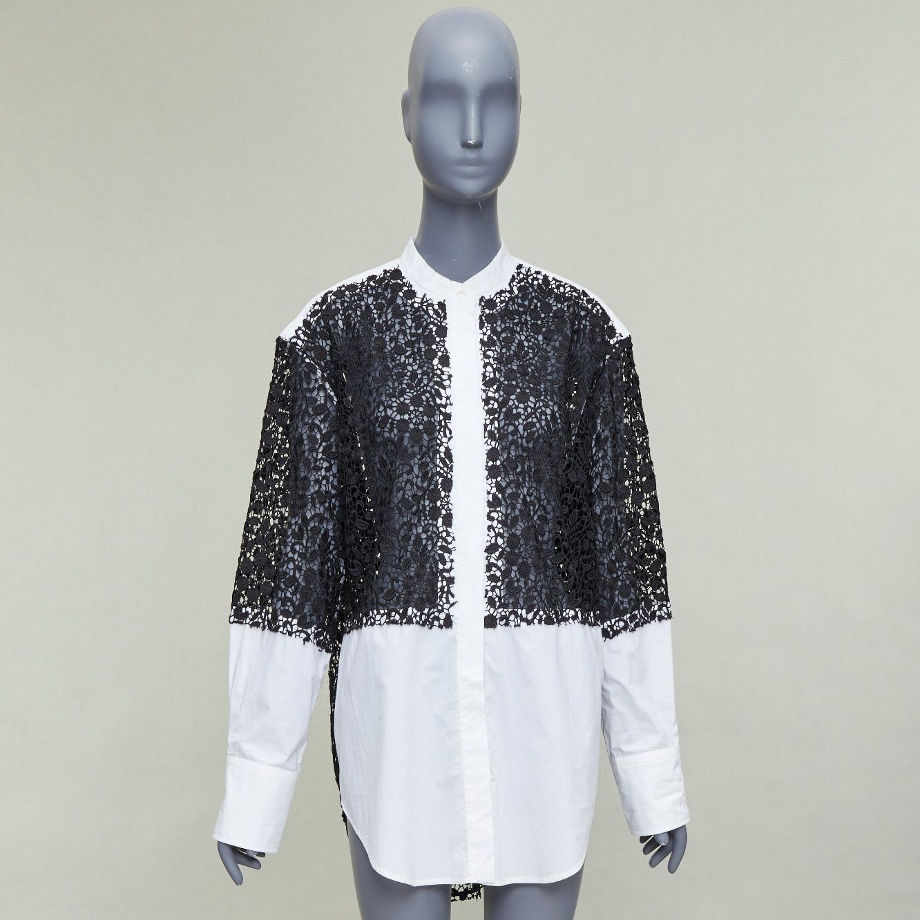 JW Anderson JW ANDERSON black white cotton floral lace insert dress shirt UK8 S Size S / US 4 / IT 40 - 9 Thumbnail