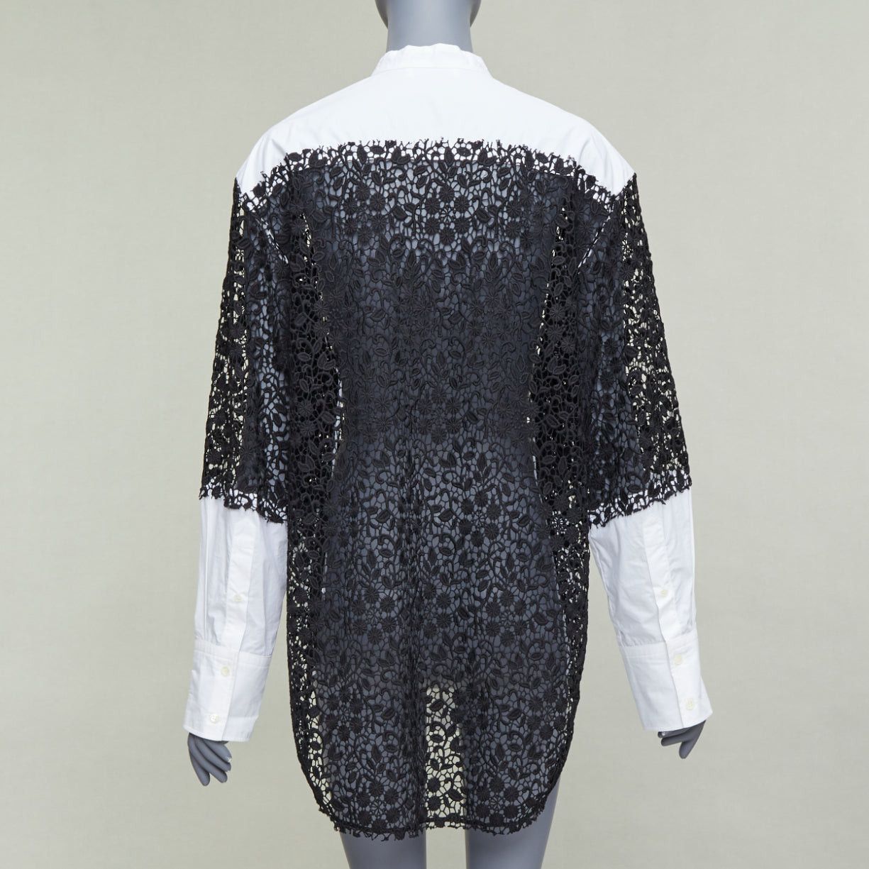 JW Anderson JW ANDERSON black white cotton floral lace insert dress shirt UK8 S Size S / US 4 / IT 40 - 5 Thumbnail