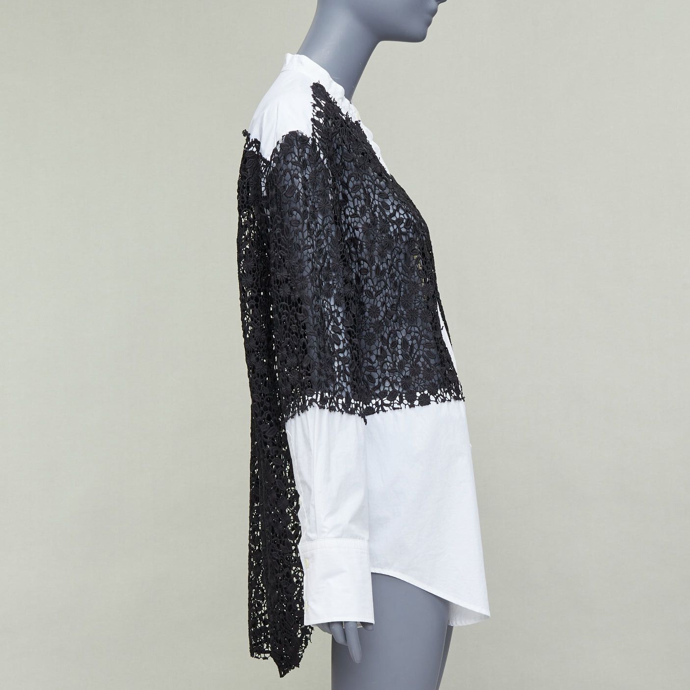 JW Anderson JW ANDERSON black white cotton floral lace insert dress shirt UK8 S Size S / US 4 / IT 40 - 4 Thumbnail