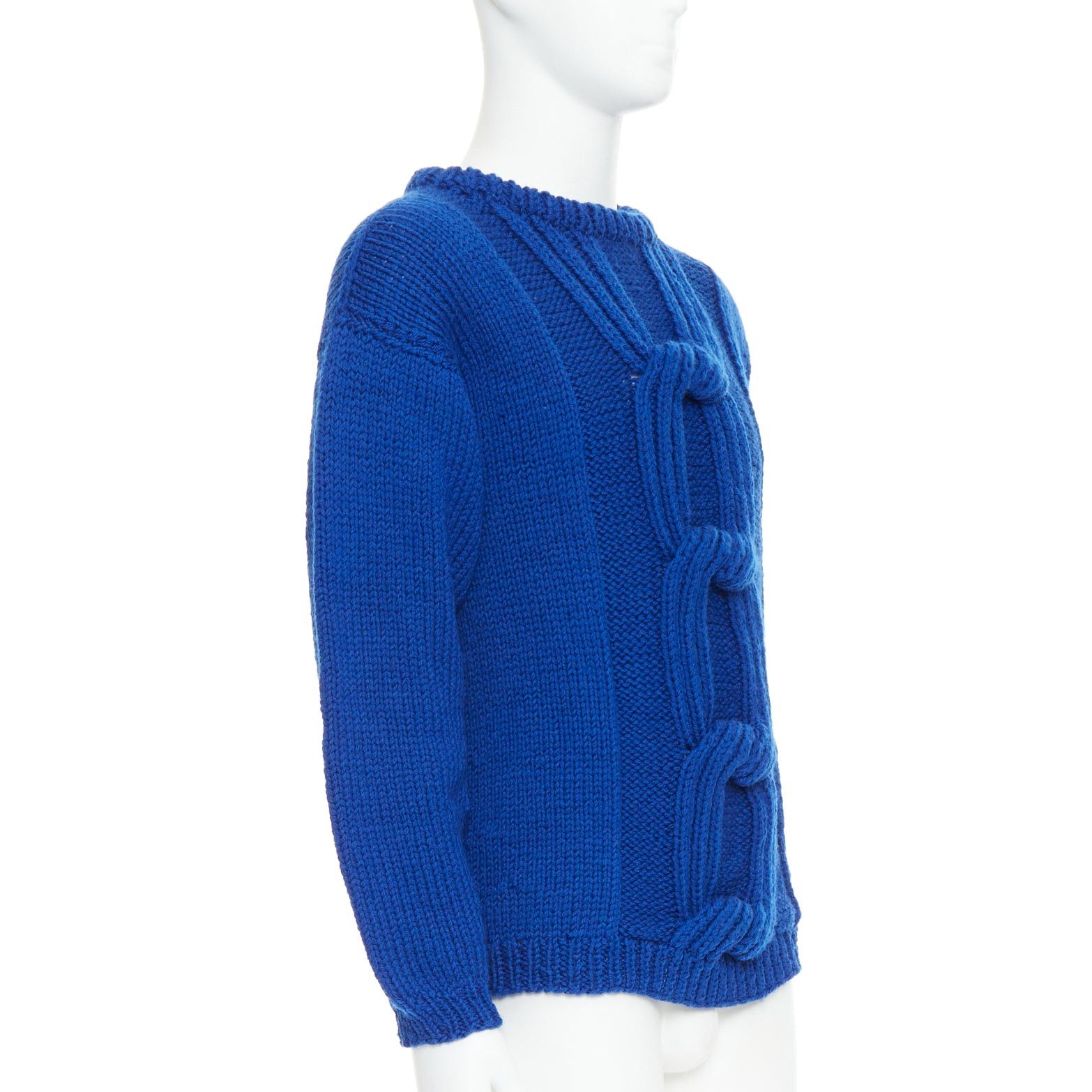 Other SIV STOLDAL 2008 Cover Up cobalt blue 100% wool cable knit sweater S Size US S / EU 44-46 / 1 - 3 Thumbnail