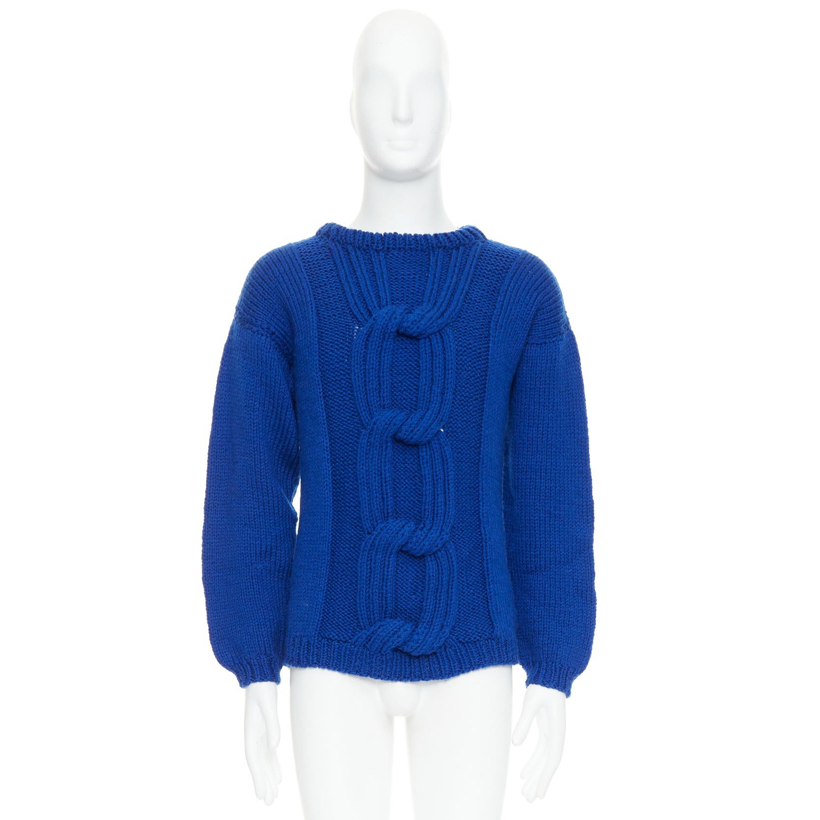 Other SIV STOLDAL 2008 Cover Up cobalt blue 100% wool cable knit sweater S Size US S / EU 44-46 / 1 - 9 Thumbnail