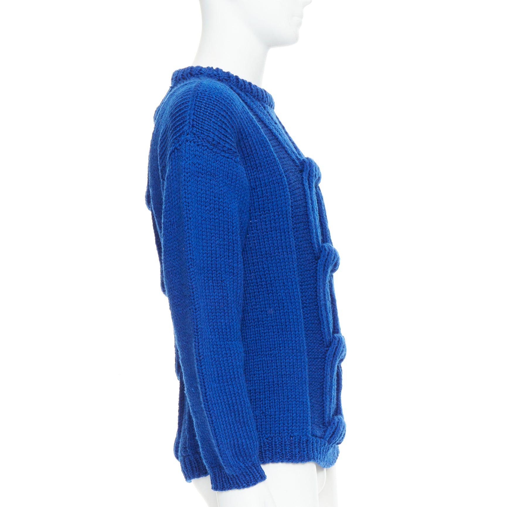 Other SIV STOLDAL 2008 Cover Up cobalt blue 100% wool cable knit sweater S Size US S / EU 44-46 / 1 - 4 Thumbnail