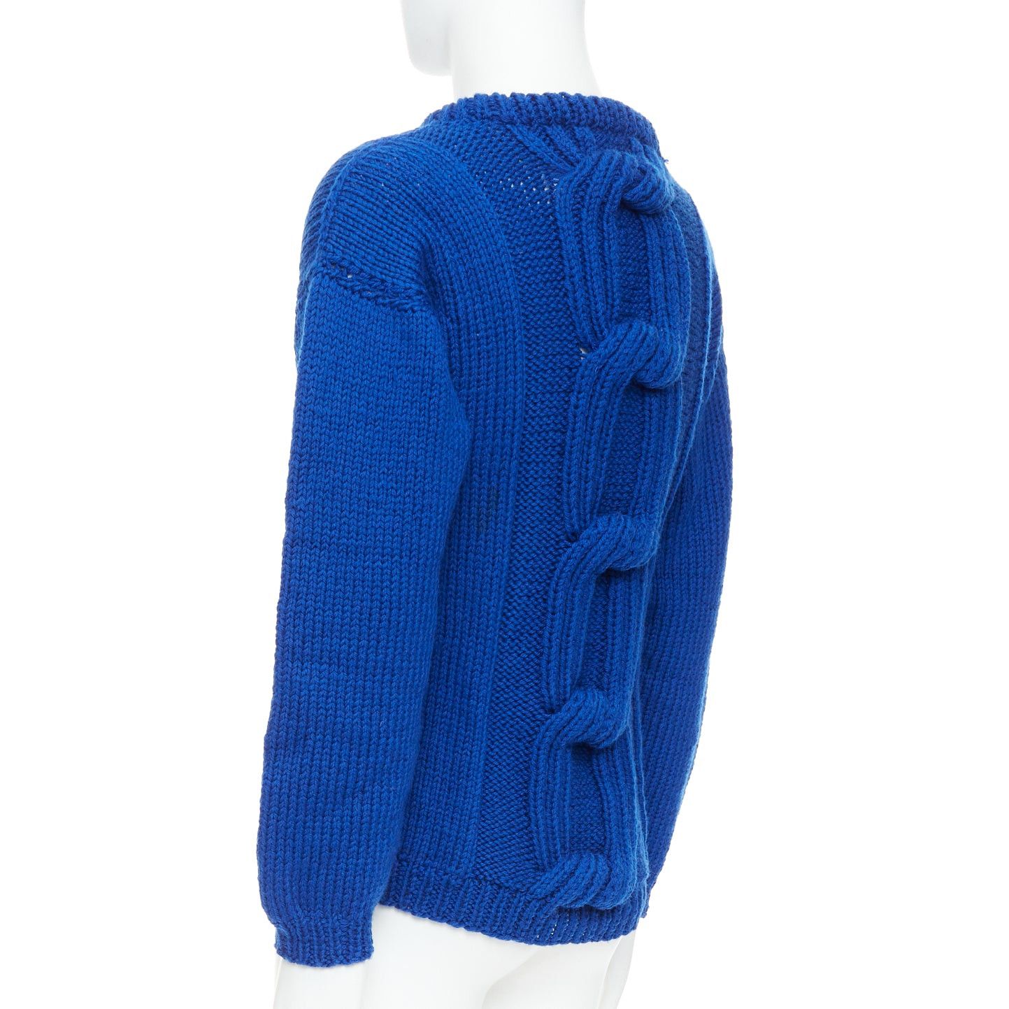 Other SIV STOLDAL 2008 Cover Up cobalt blue 100% wool cable knit sweater S Size US S / EU 44-46 / 1 - 6 Thumbnail