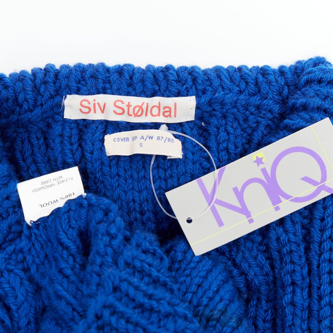 Other SIV STOLDAL 2008 Cover Up cobalt blue 100% wool cable knit sweater S Size US S / EU 44-46 / 1 - 8 Thumbnail