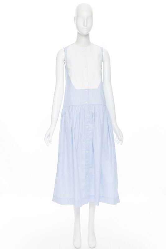 Other PALMER HARDING 100% cotton white bib front blue striped summer dress UK8 XS Size S / US 4 / IT 40 - 3 Thumbnail