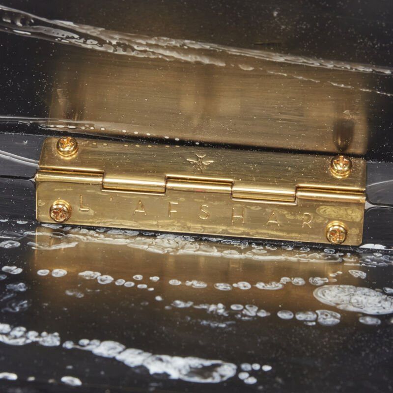 Other L'AFSHAR black white marble print acrylic gold hardware box clutch bag Size ONE SIZE - 8 Thumbnail