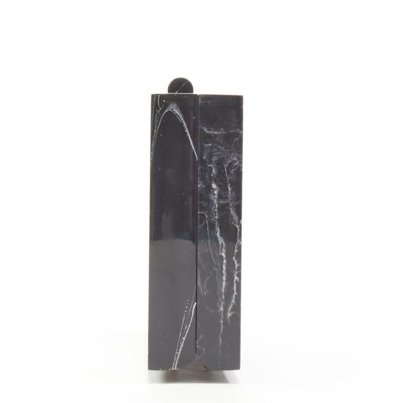 Other L'AFSHAR black white marble print acrylic gold hardware box clutch bag Size ONE SIZE - 3 Thumbnail
