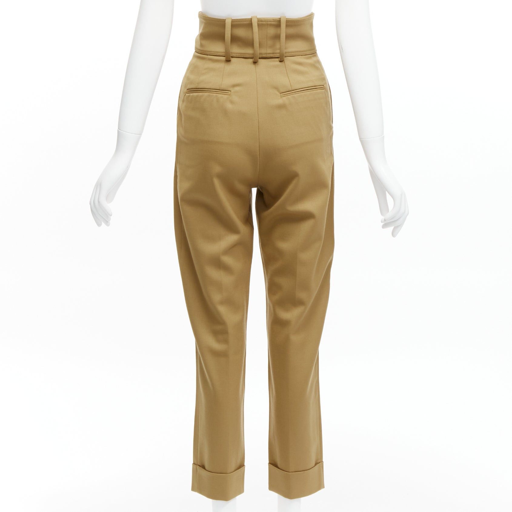 Other SARA BATTAGLIA khaki wool blend high waisted tie belt cuffed tapered pants IT36 XXS Size 25" / US 0 / IT 36 - 5 Thumbnail