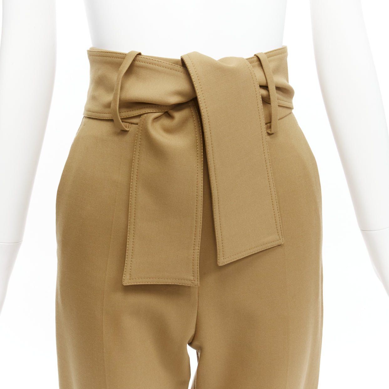 Other SARA BATTAGLIA khaki wool blend high waisted tie belt cuffed tapered pants IT36 XXS Size 25" / US 0 / IT 36 - 2 Thumbnail