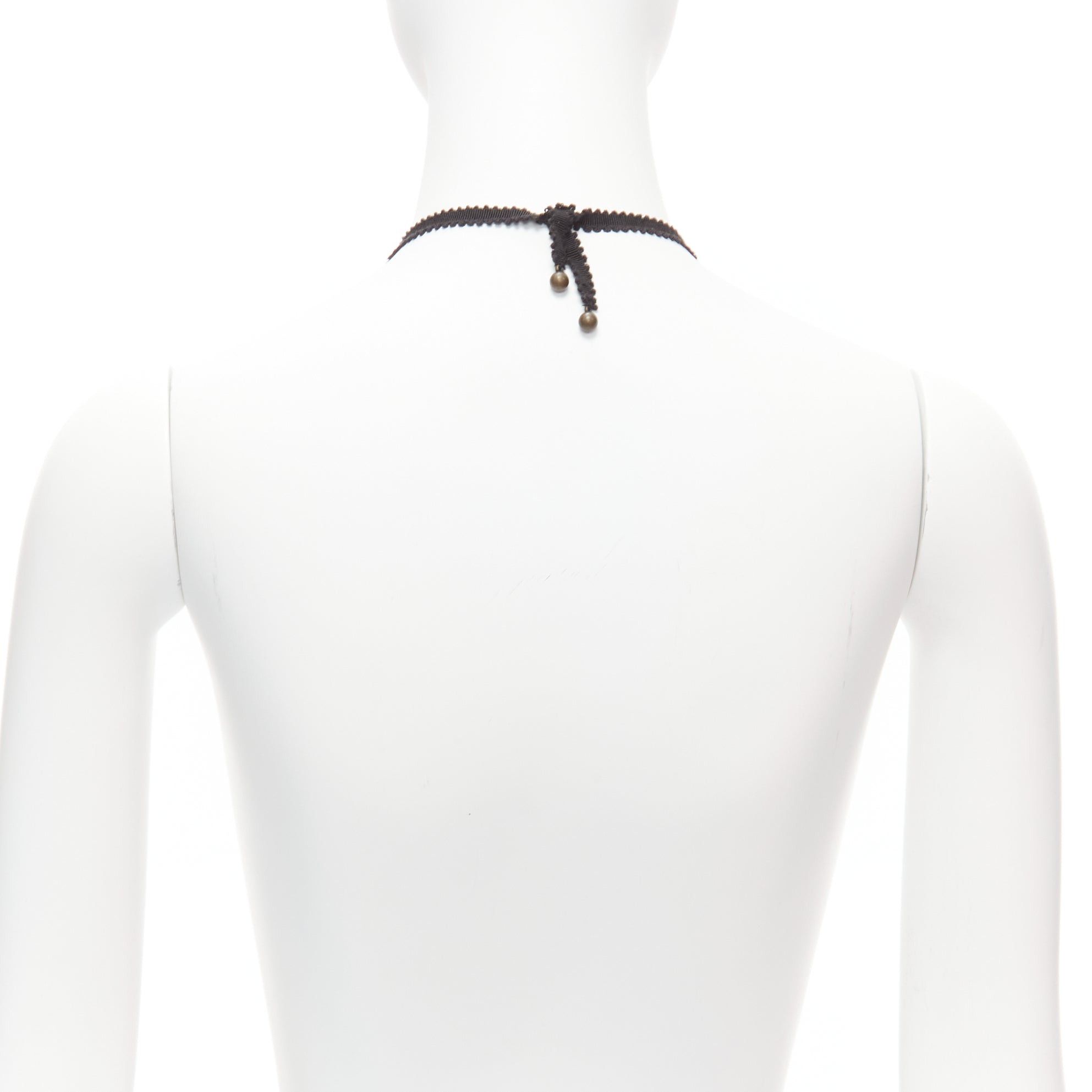 Other CHAMOREL black grosgrain ribbon clear crystal bronze rings long necklace Size ONE SIZE - 5 Thumbnail