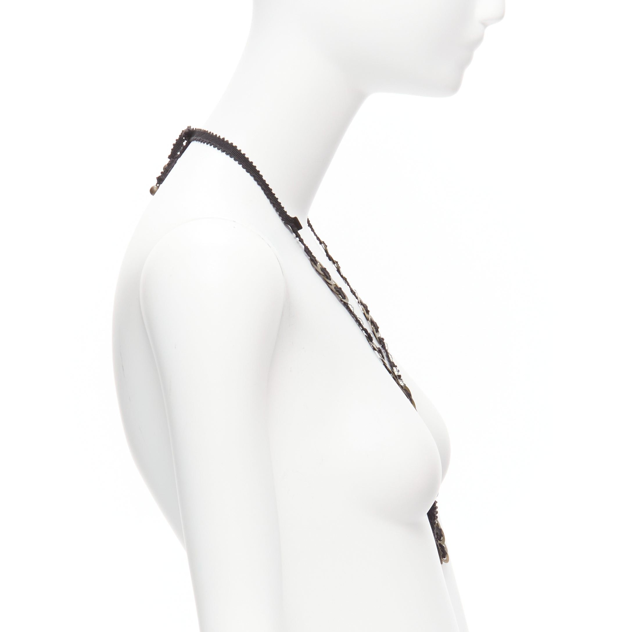 Other CHAMOREL black grosgrain ribbon clear crystal bronze rings long necklace Size ONE SIZE - 4 Thumbnail