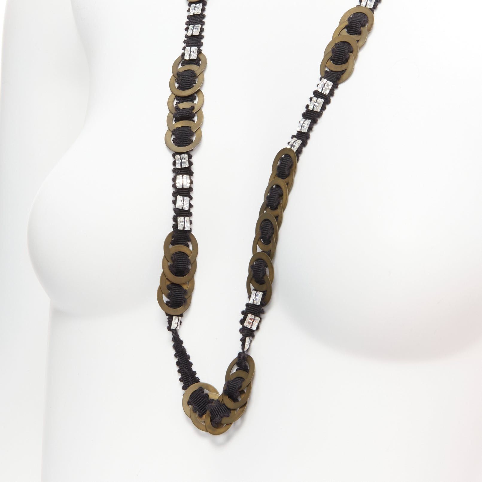 Other CHAMOREL black grosgrain ribbon clear crystal bronze rings long necklace Size ONE SIZE - 2 Thumbnail