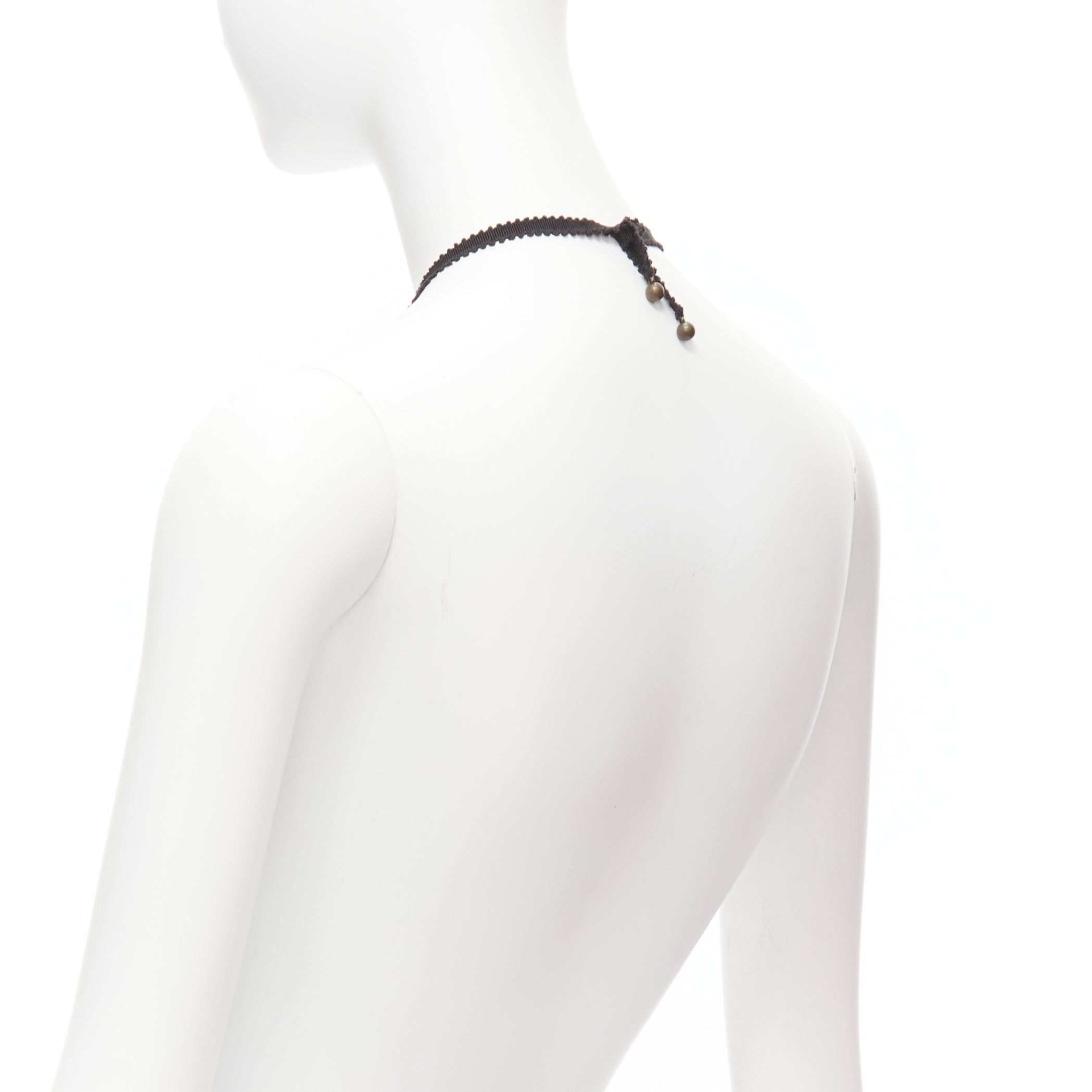 Other CHAMOREL black grosgrain ribbon clear crystal bronze rings long necklace Size ONE SIZE - 6 Thumbnail