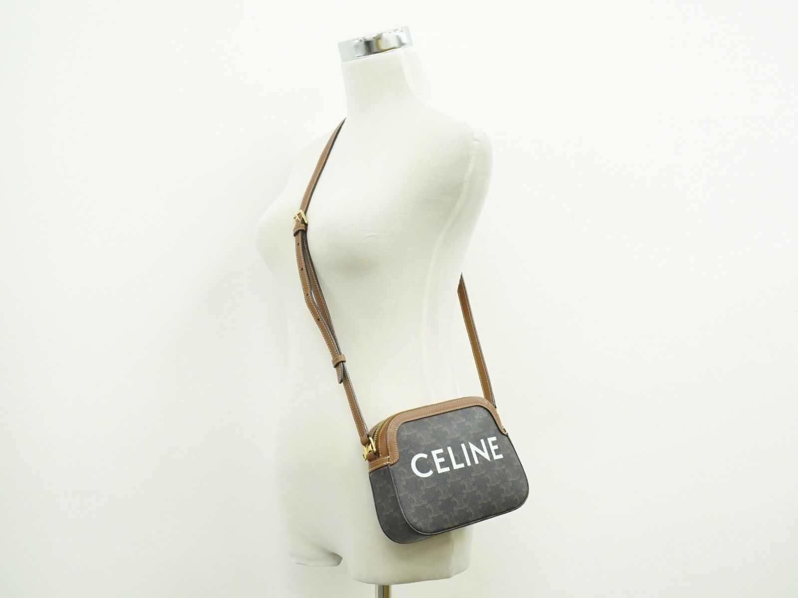 Celine Celine Logo Camera Bag Triomphe Coated Canvas Size ONE SIZE - 10 Thumbnail