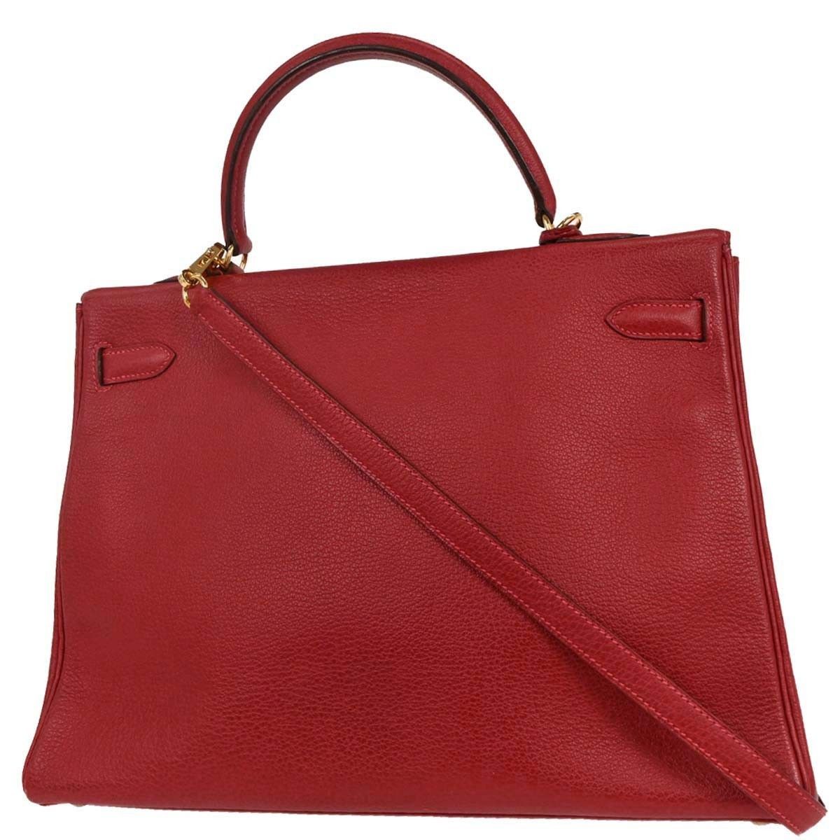 Hermes Hermes Kelly Handbag Red Ardennes with Gold Hardware Size ONE SIZE - 2 Thumbnail