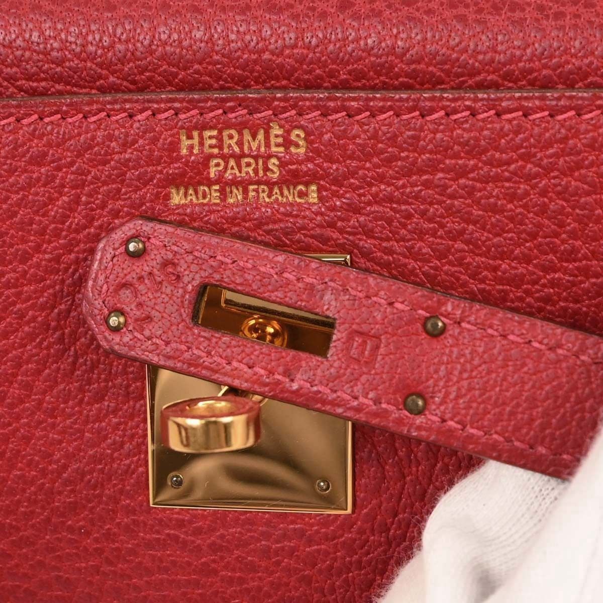 Hermes Hermes Kelly Handbag Red Ardennes with Gold Hardware Size ONE SIZE - 4 Thumbnail