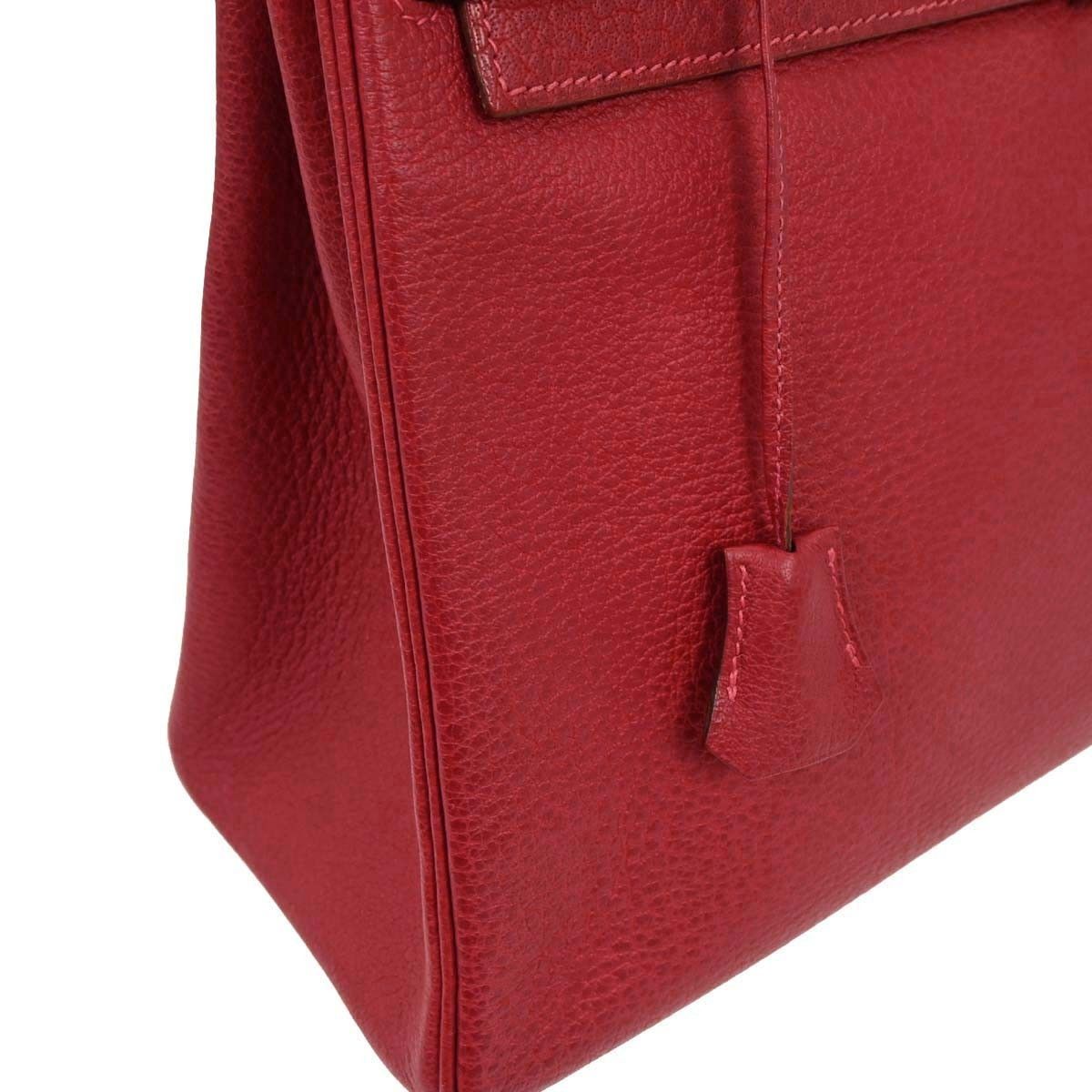 Hermes Hermes Kelly Handbag Red Ardennes with Gold Hardware Size ONE SIZE - 8 Thumbnail