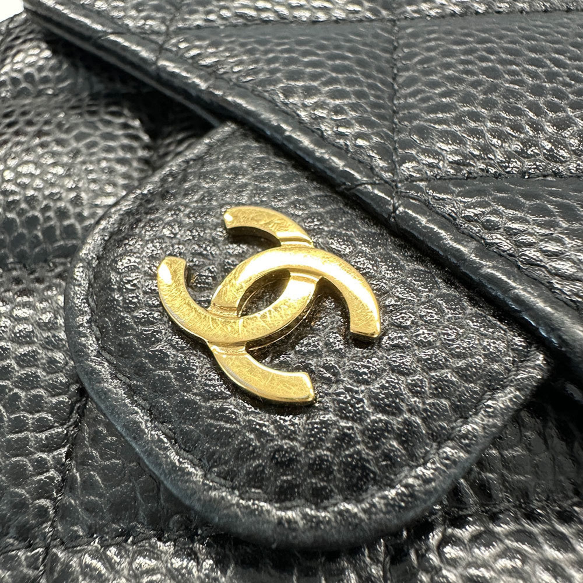 CHANEL Matelasse Women's Bifold Wallet in Black Caviar with Gold Hardware