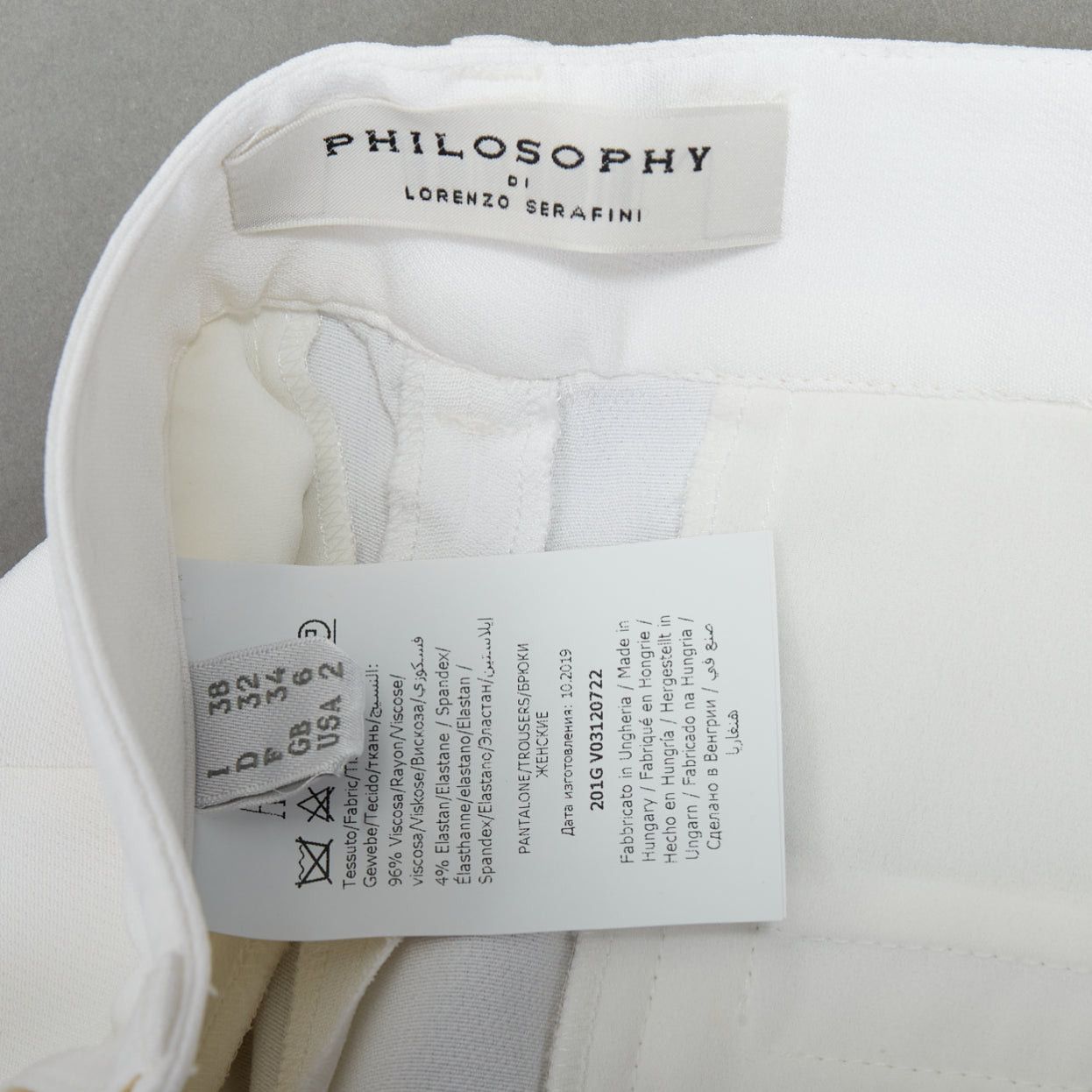 Philosophy di Lorenzo Serafini PHILOSOPHY white bronze crest buttons pleated tapered pants IT38 XS Size 26" / US 2 / IT 38 - 8 Thumbnail