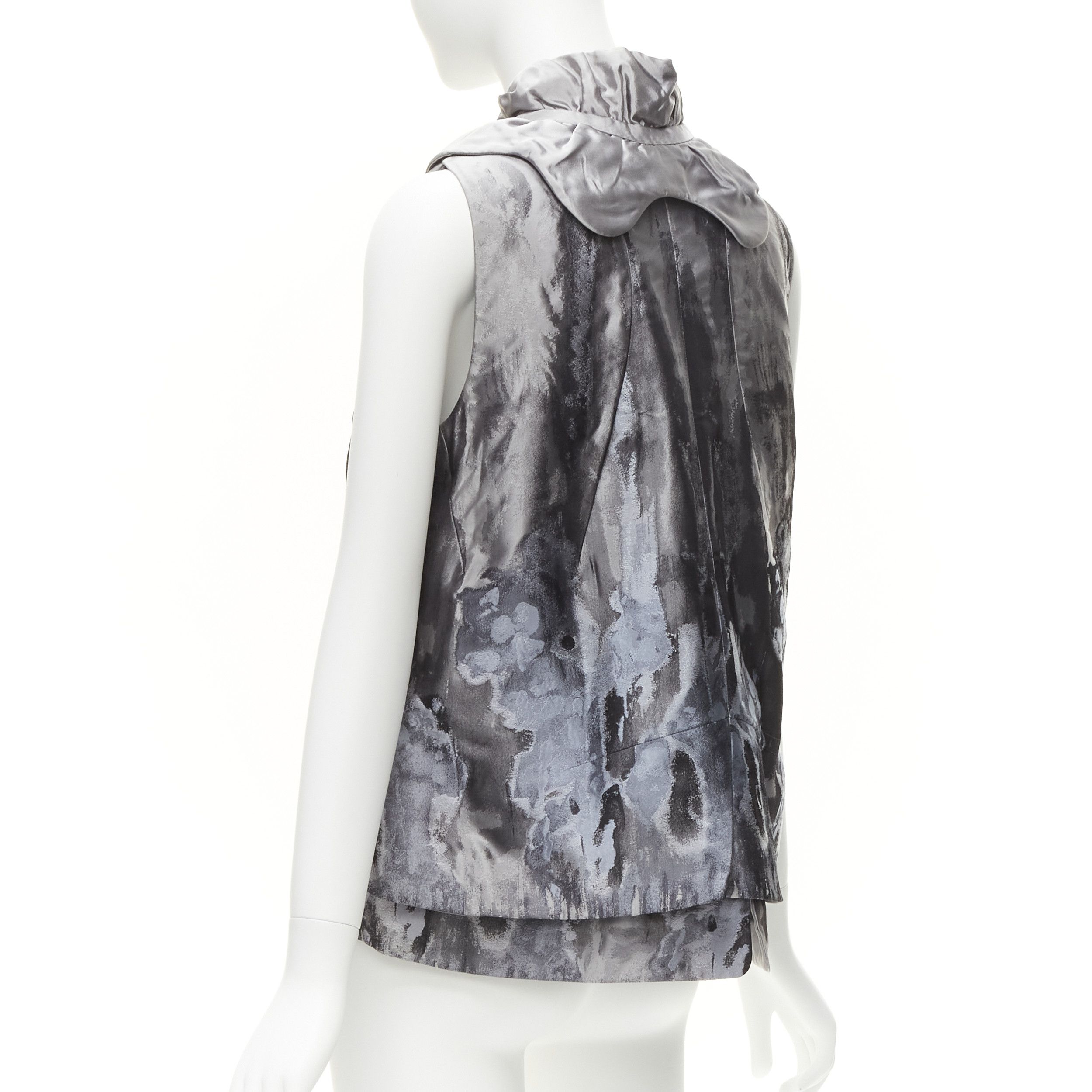 Other SHIATZY CHEN grey abstract watercolour floral silk brocade scallop collar vest IT44 L Size M / US 6-8 / IT 42-44 - 7 Thumbnail
