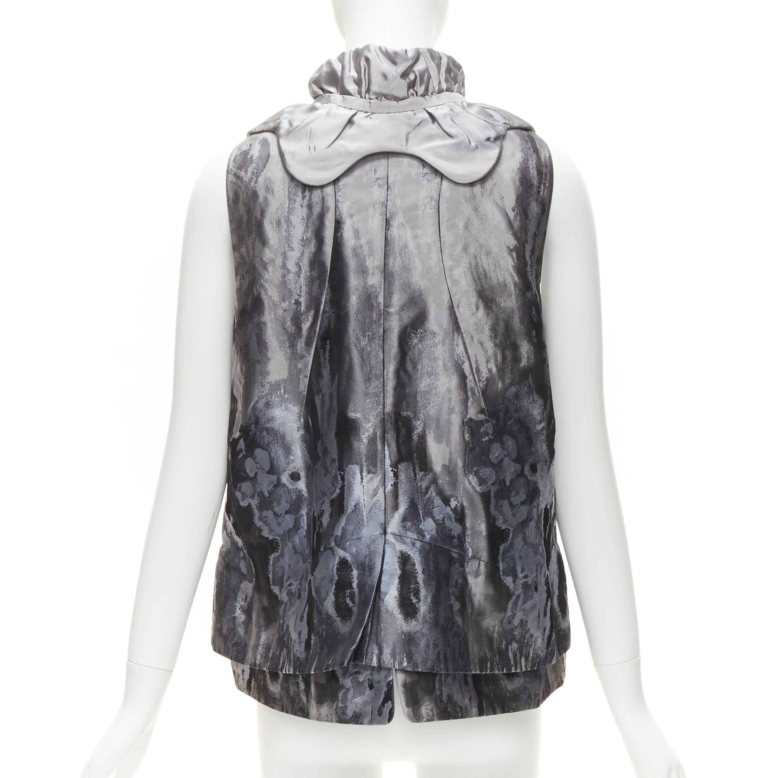 Other SHIATZY CHEN grey abstract watercolour floral silk brocade scallop collar vest IT44 L Size M / US 6-8 / IT 42-44 - 6 Thumbnail