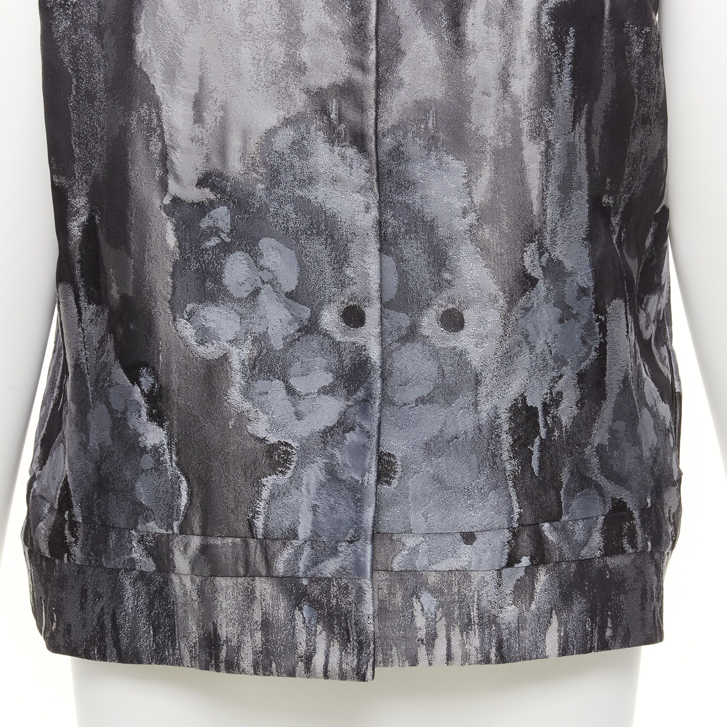 Other SHIATZY CHEN grey abstract watercolour floral silk brocade scallop collar vest IT44 L Size M / US 6-8 / IT 42-44 - 8 Thumbnail