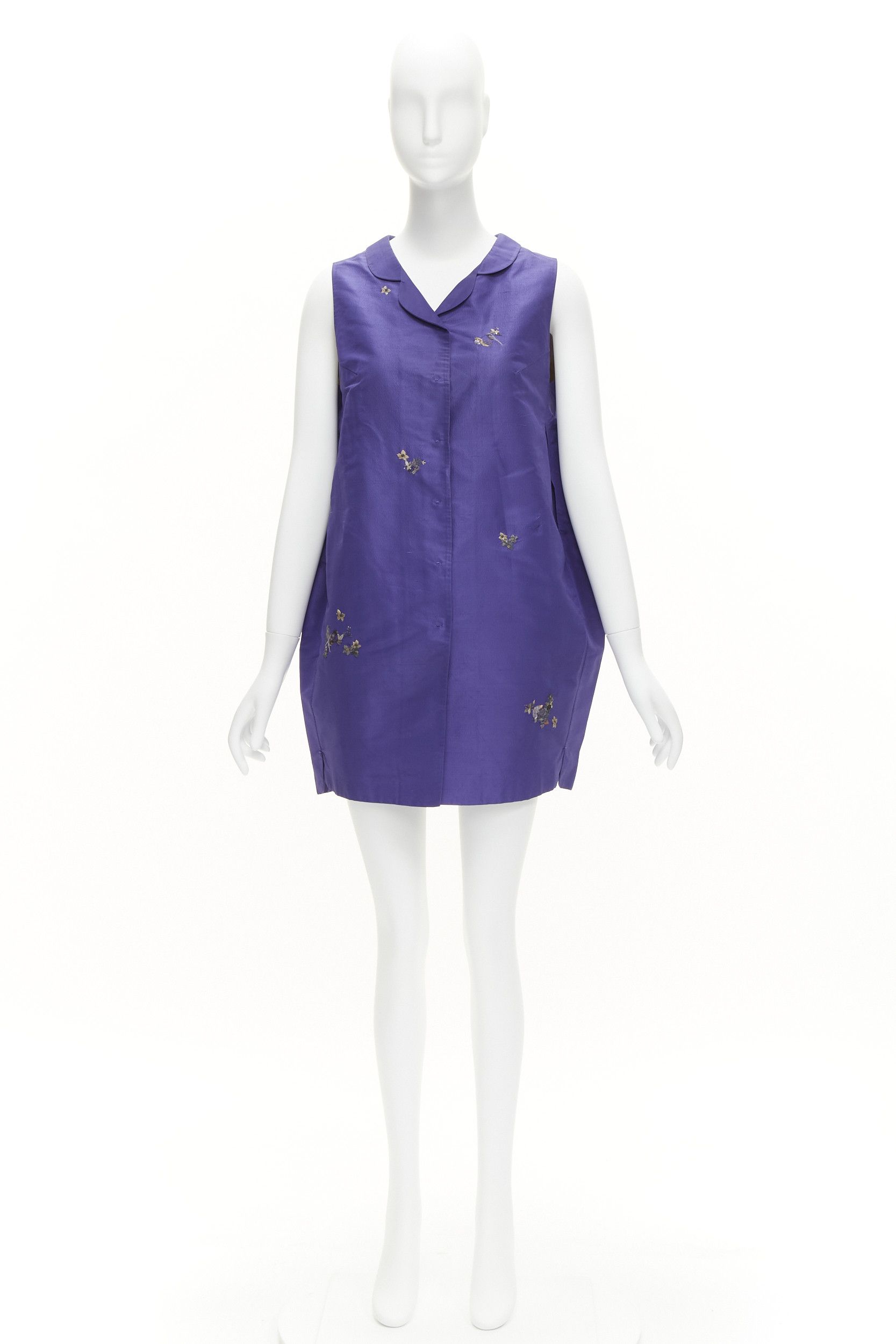 Other SHIATZY CHEN 100% silk voilet purple oriental floral bird embroidery cocoon vest IT44 L Size M / US 6-8 / IT 42-44 - 11 Thumbnail