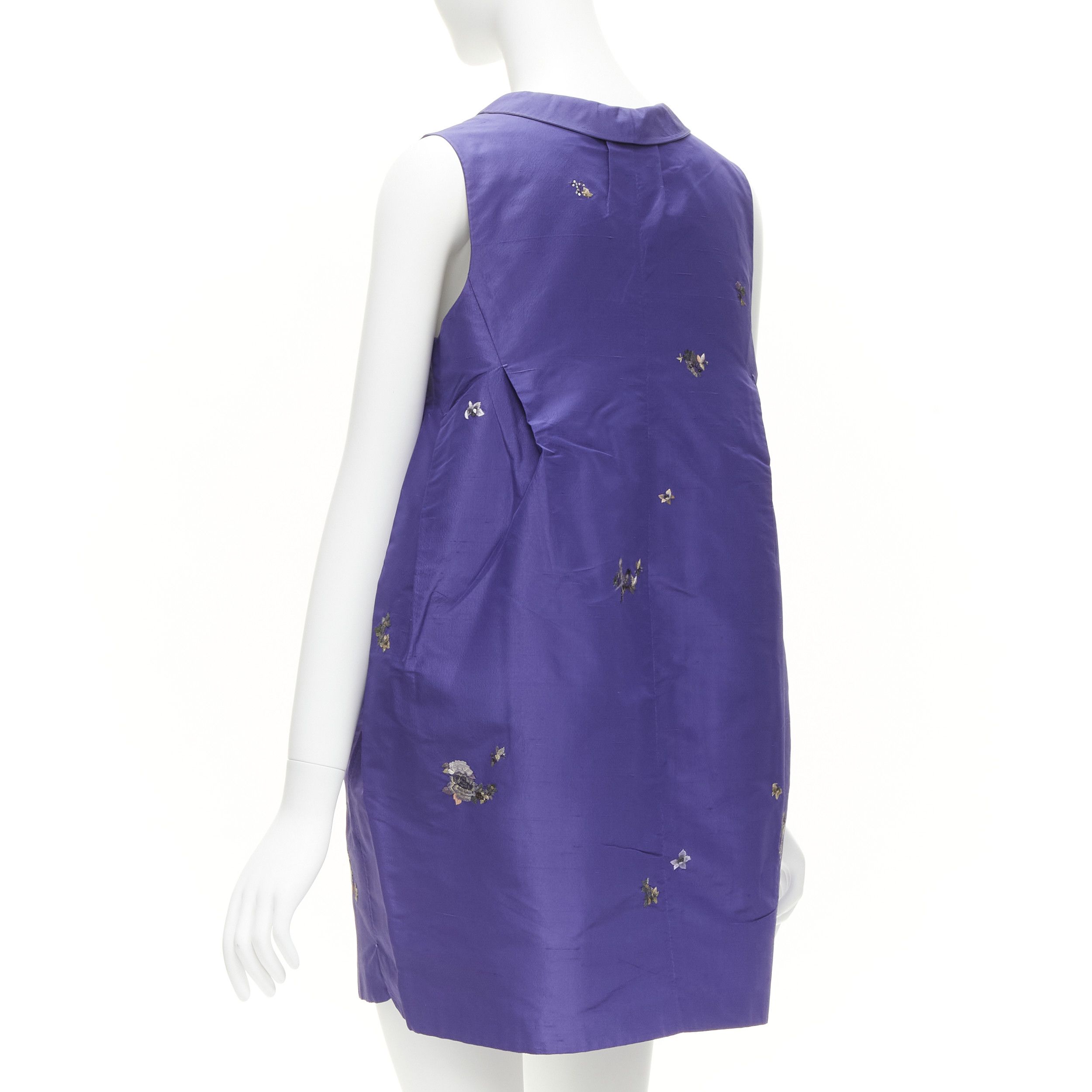 Other SHIATZY CHEN 100% silk voilet purple oriental floral bird embroidery cocoon vest IT44 L Size M / US 6-8 / IT 42-44 - 6 Thumbnail