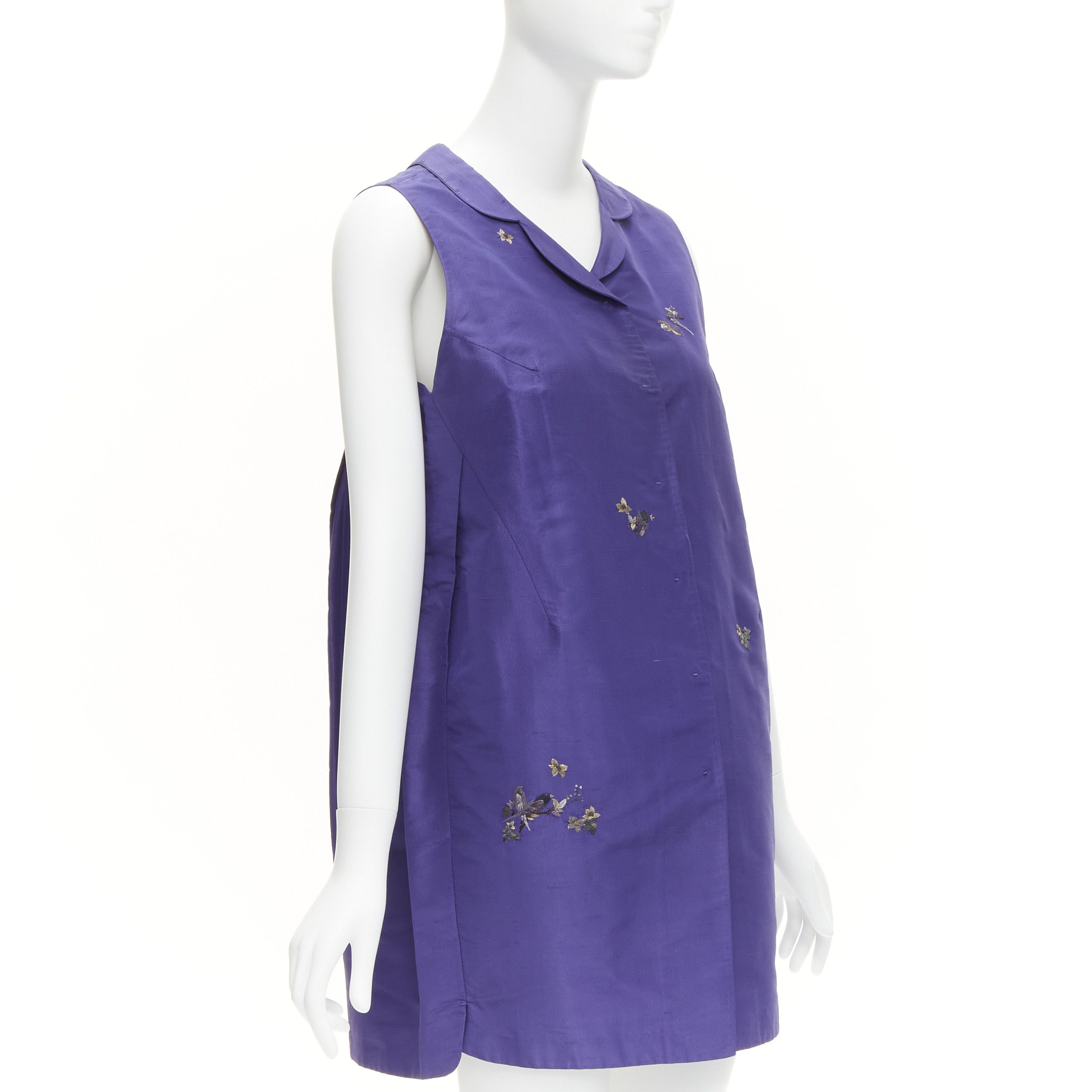 Other SHIATZY CHEN 100% silk voilet purple oriental floral bird embroidery cocoon vest IT44 L Size M / US 6-8 / IT 42-44 - 3 Thumbnail