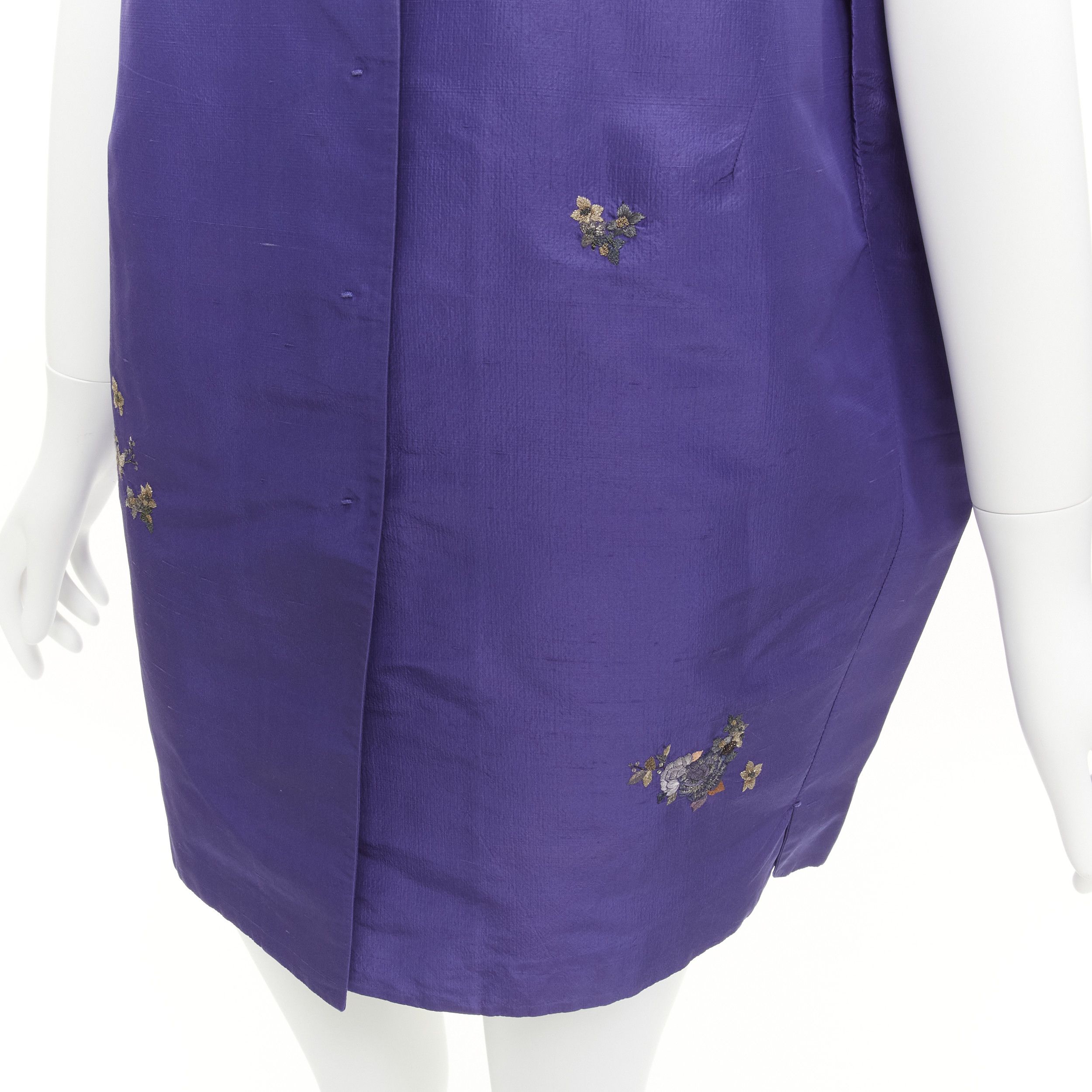Other SHIATZY CHEN 100% silk voilet purple oriental floral bird embroidery cocoon vest IT44 L Size M / US 6-8 / IT 42-44 - 8 Thumbnail