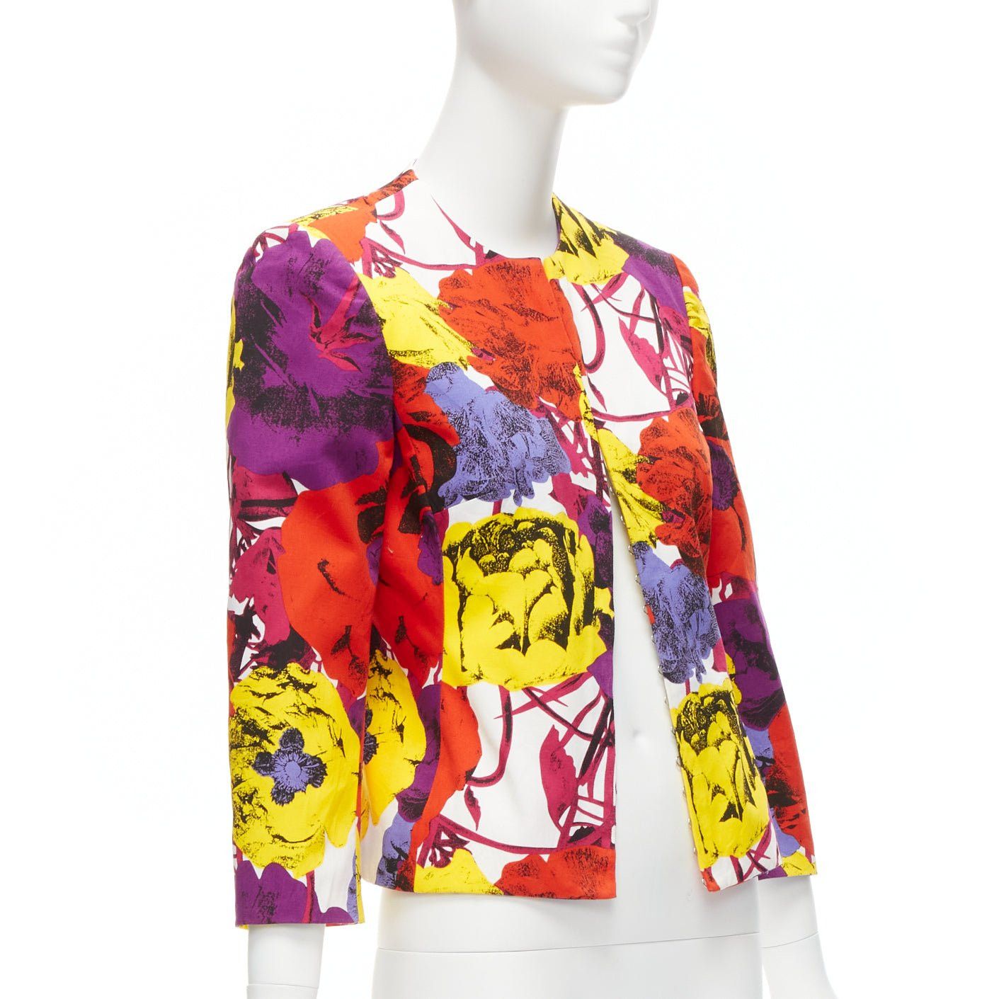 Versace GIANNI VERSACE Vintage Pop Art Rose print corseted cropped jacket IT40 S Size S / US 4 / IT 40 - 4 Thumbnail
