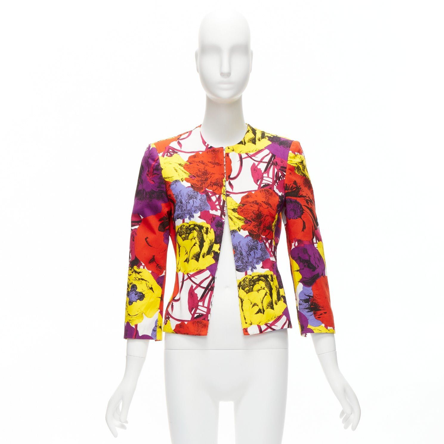 Versace GIANNI VERSACE Vintage Pop Art Rose print corseted cropped jacket IT40 S Size S / US 4 / IT 40 - 11 Thumbnail