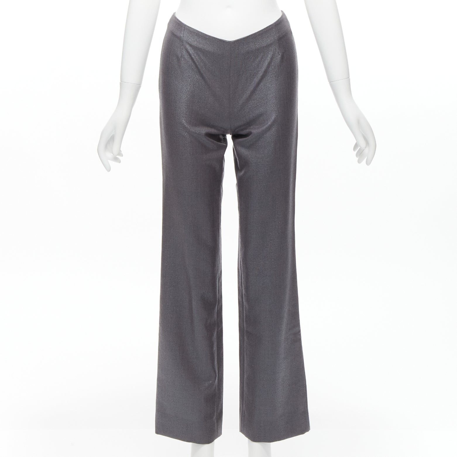 Versace GIANNI VERSACE Vintage Runway grey lurex nude lace mesh illusion panel vest pants suit set IT38 XS Size 26" / US 2 / IT 38 - 10 Thumbnail